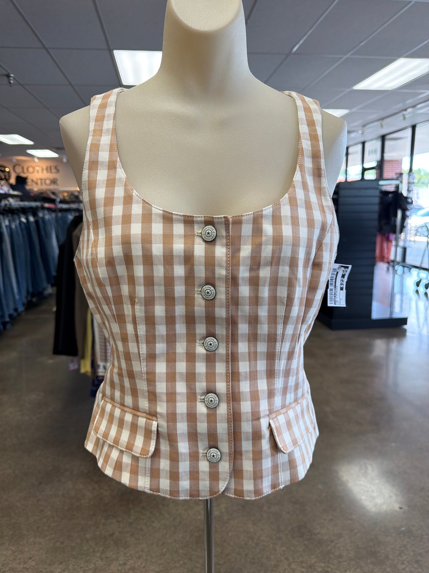 Top Sleeveless By Cinc A Sept In Tan, Size:S