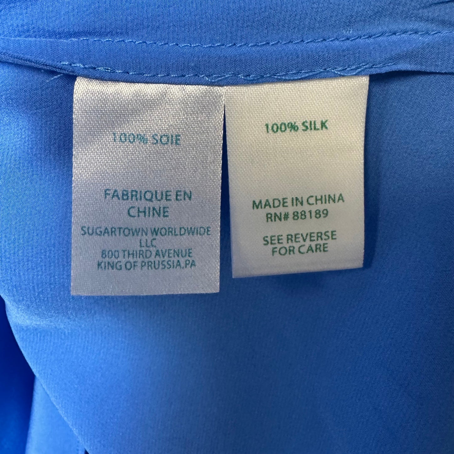 Sanilla Off The Shoulder Silk Top 3/4 Sleeve Designer By Lilly Pulitzer In Lapis Blue, Size: S