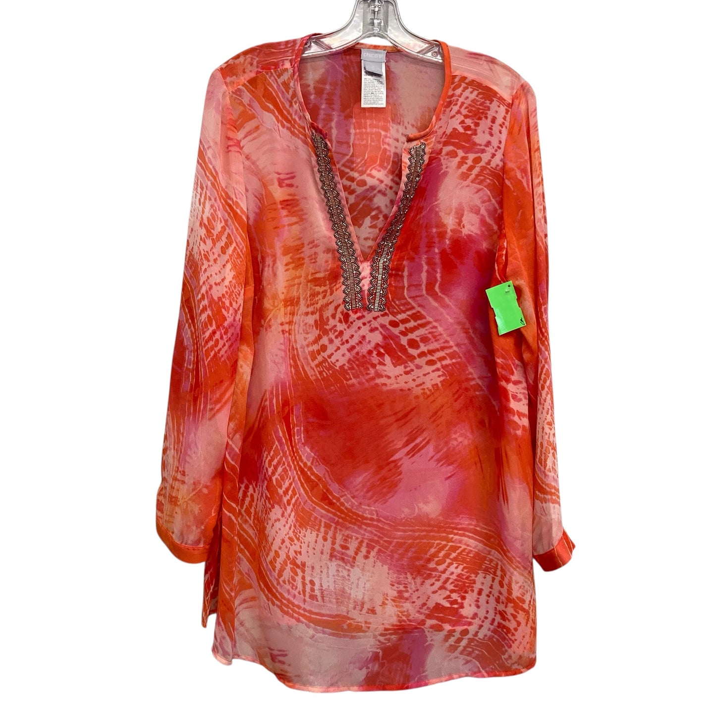 Top Ls By Chicos In Orange & Pink, Size:L