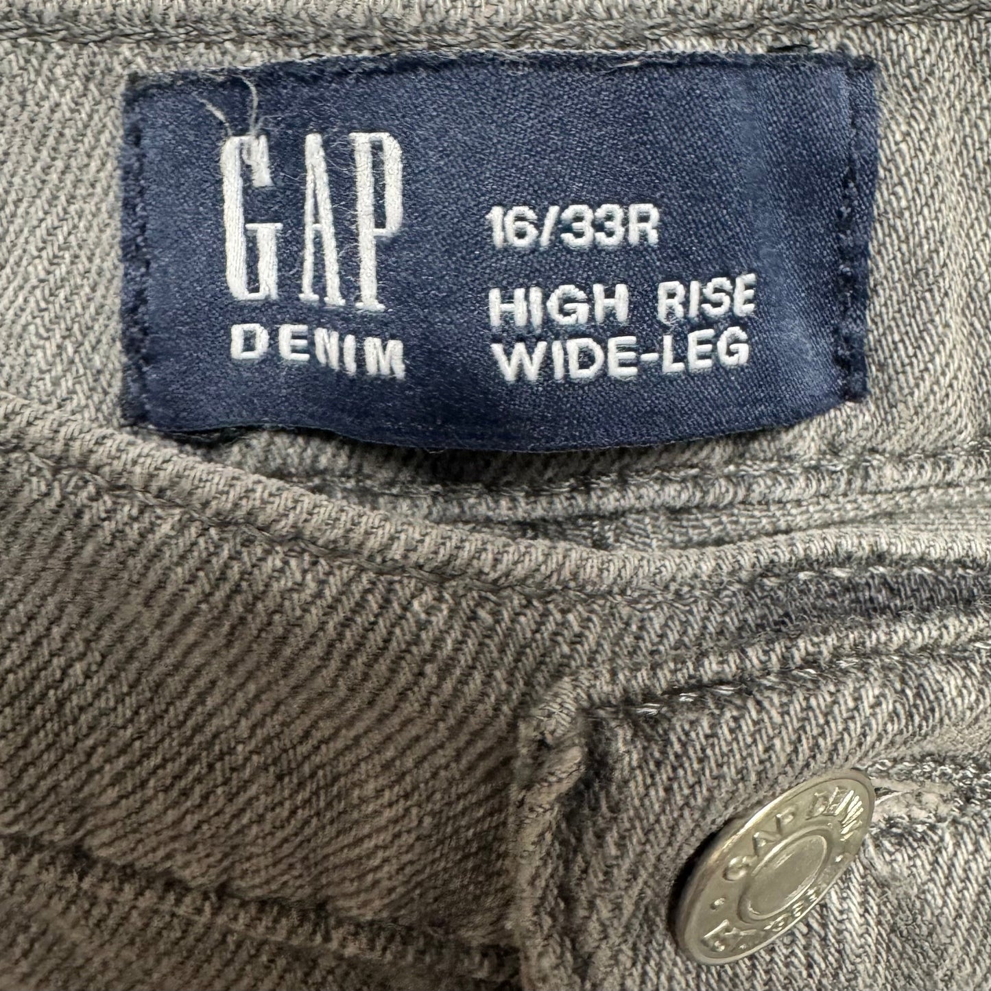 Jeans High Rise Wide Leg By Gap In Grey Denim, Size: 16/33R