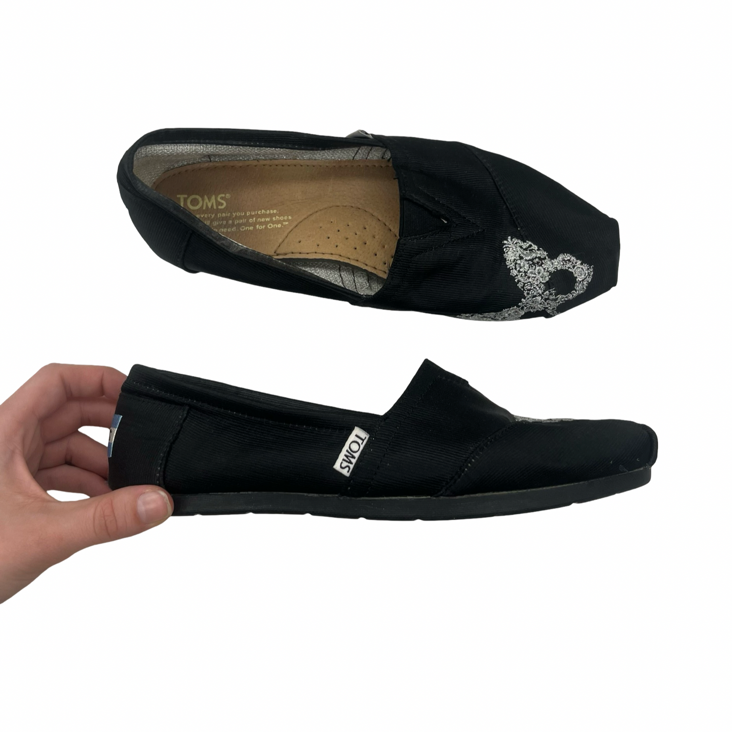 Shoes Flats By Toms In Black, Size:8