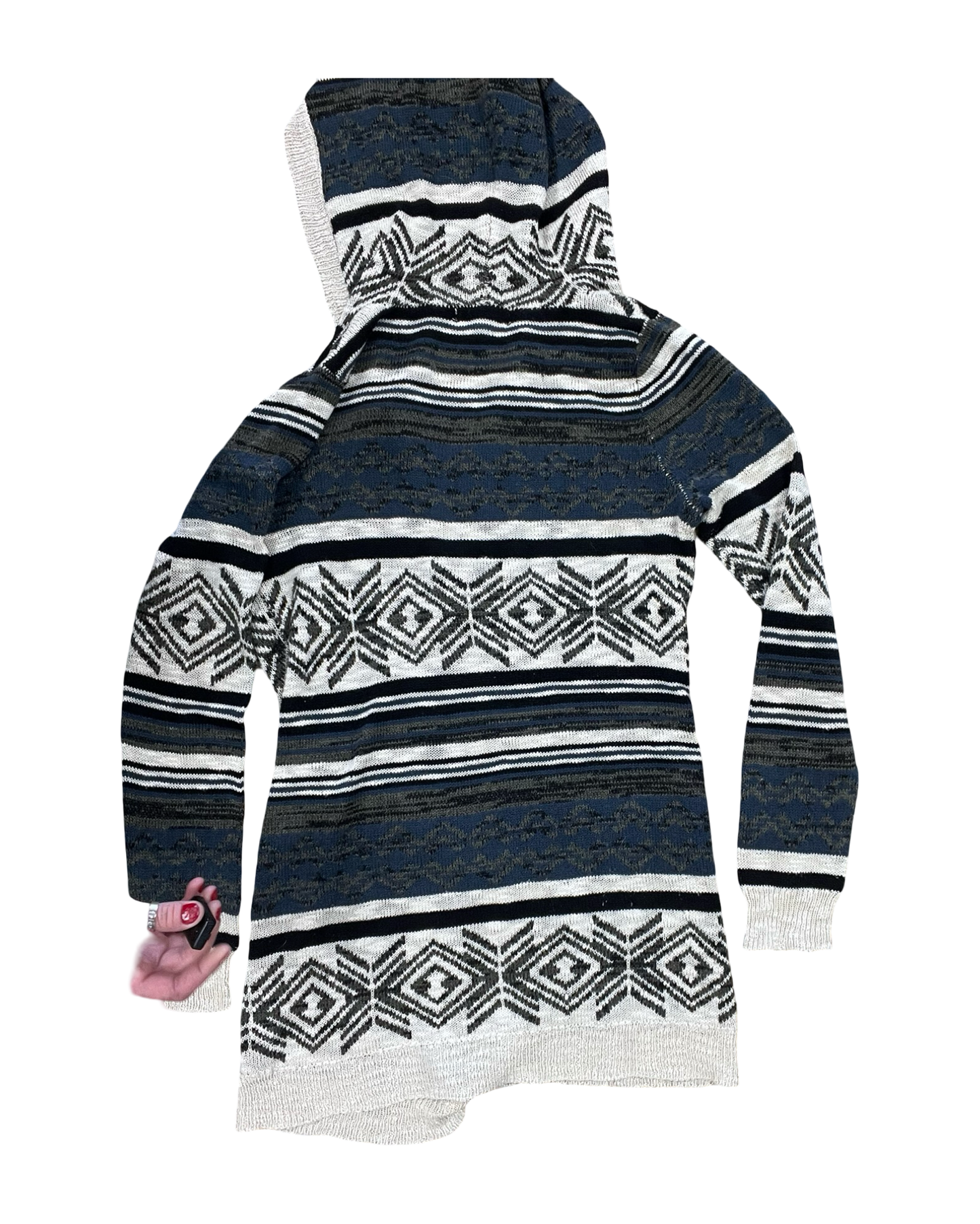 Cardigan By Pink Rose In Cream & Green, Size:M