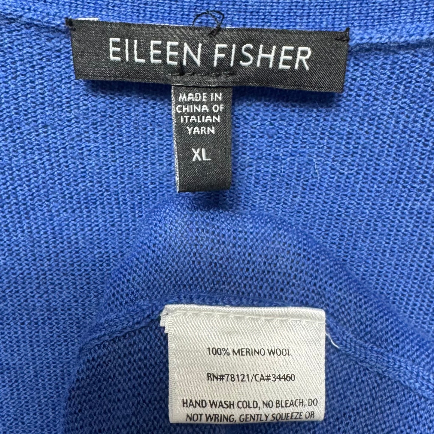 Merino Wool Sweater Cardigan By Eileen Fisher In Blue, Size: Xl