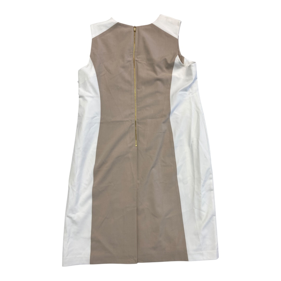 Dress Party Midi By Calvin Klein In Tan & White, Size:18