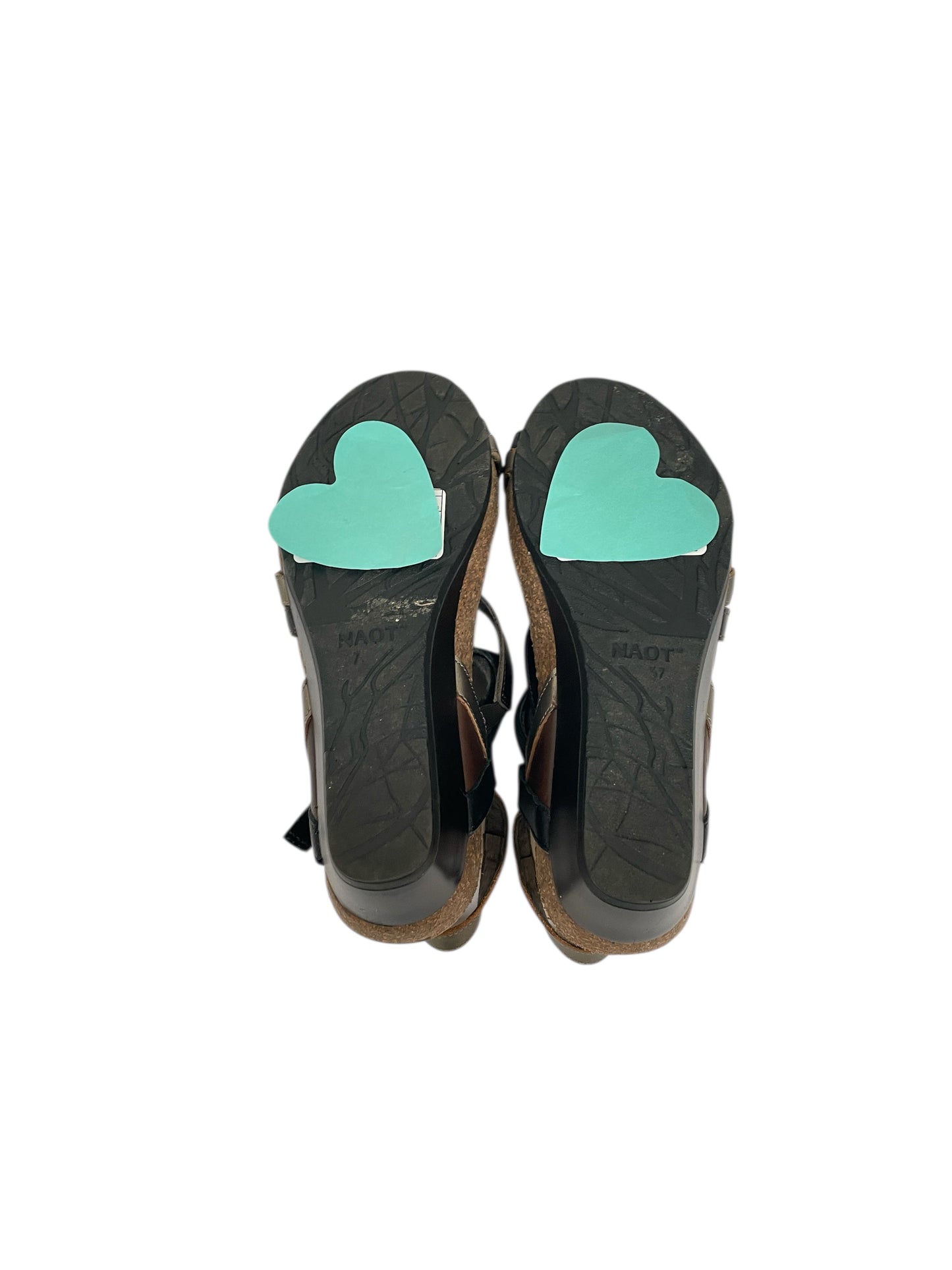 Sandals Heels Wedge By Naot In Black, Size:6