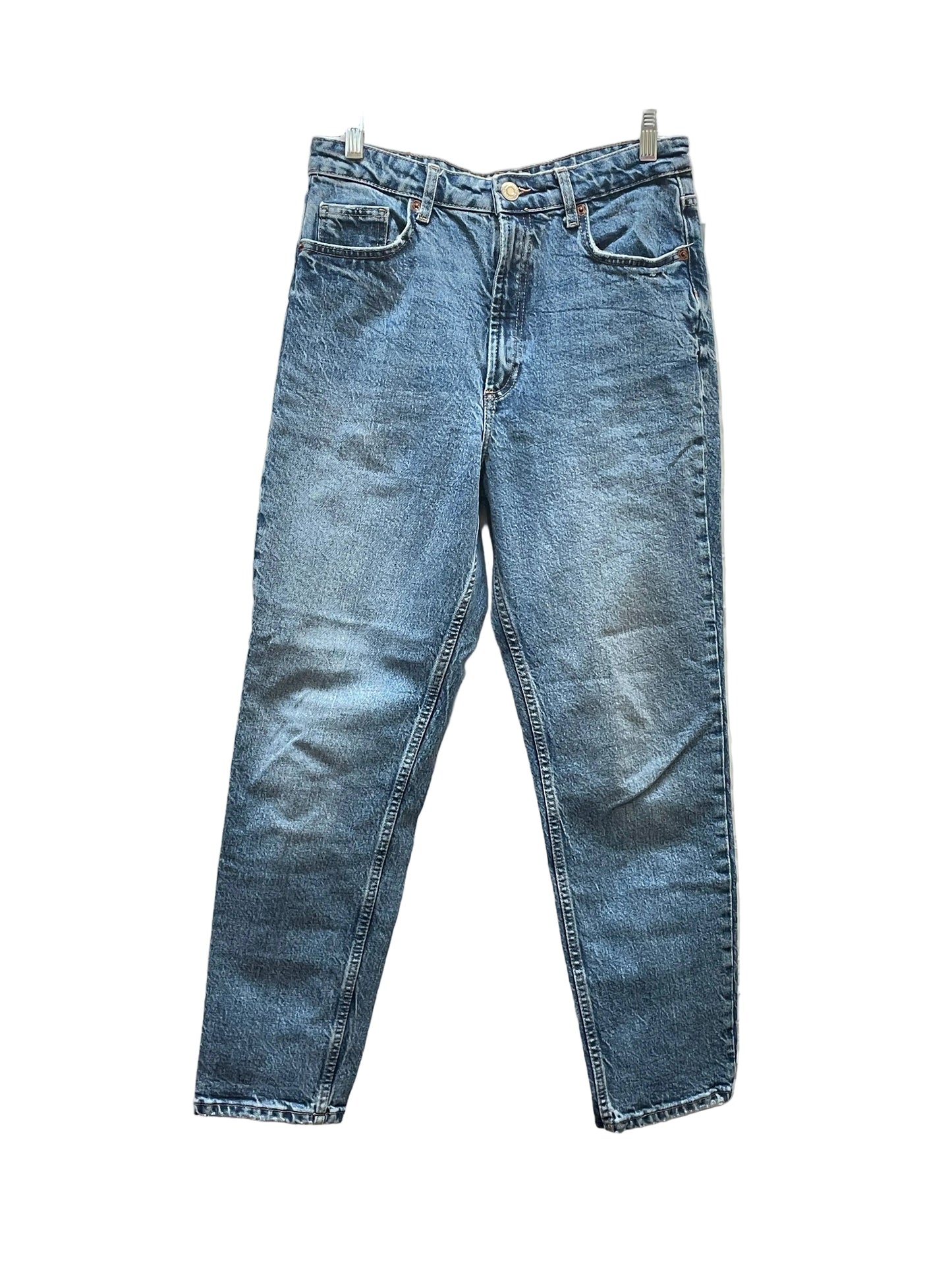 Jeans Straight By Zara In Blue Denim, Size:8