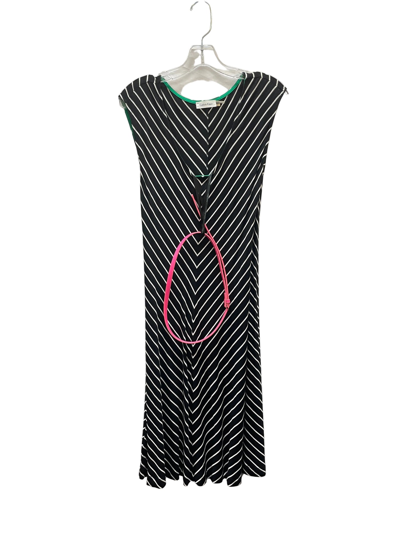 Dress Casual Midi By Calvin Klein In Black & White, Size:12