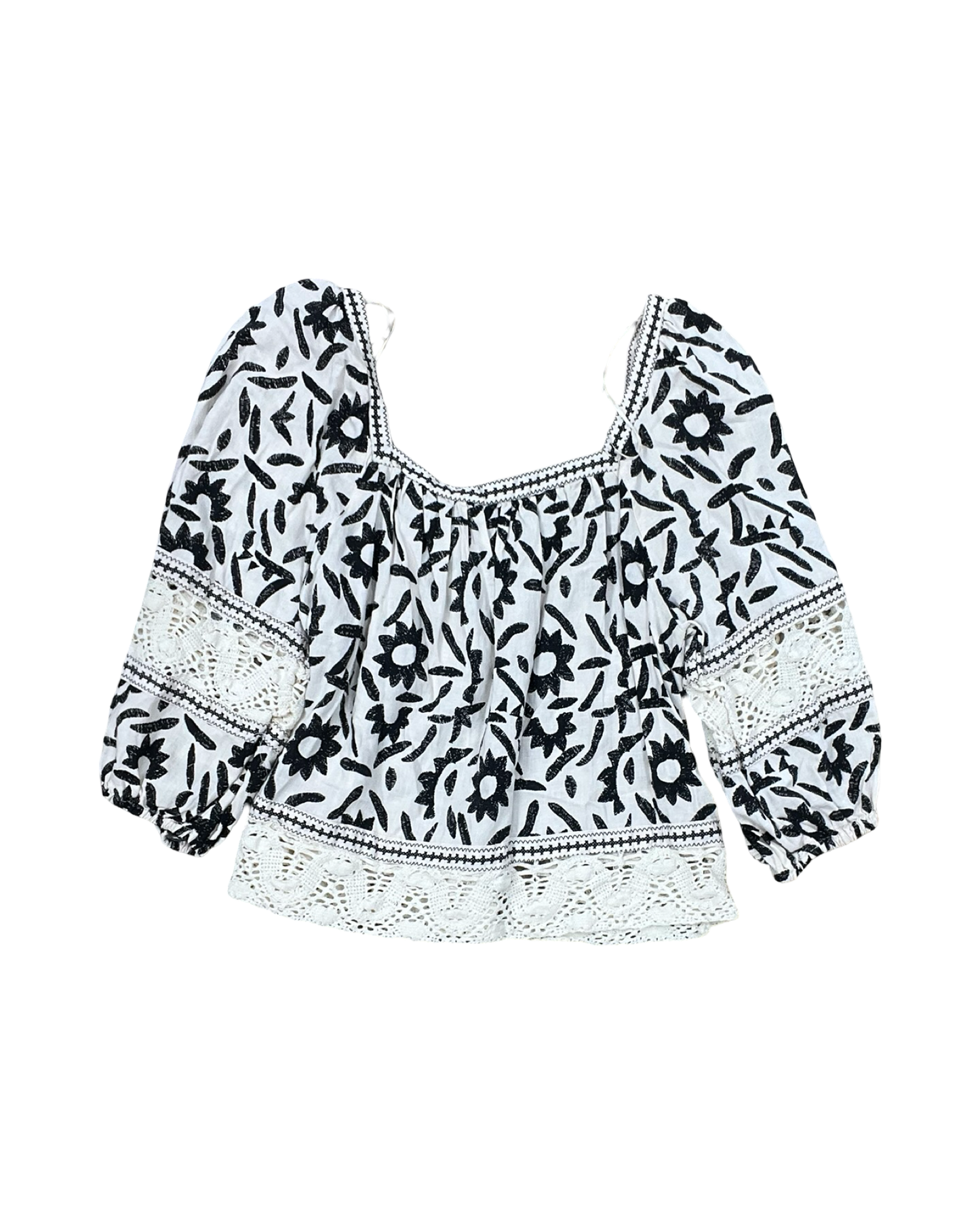 Top 3/4 Sleeve By Christian Siriano In Black & Cream, Size:M