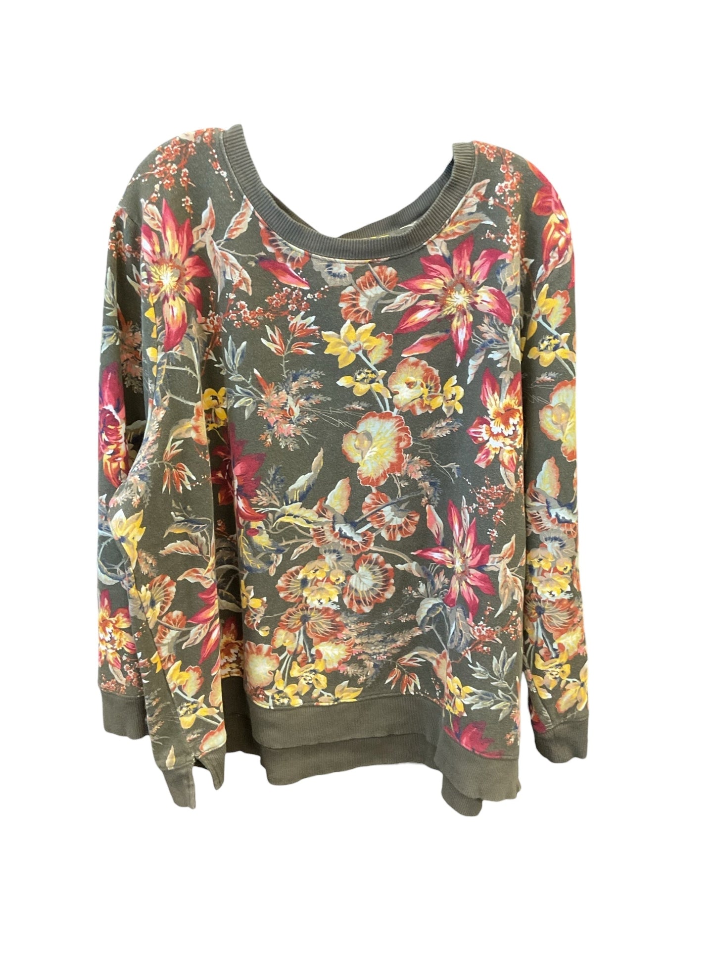 Sweatshirt Crewneck By Talbots In Floral Print, Size:3X