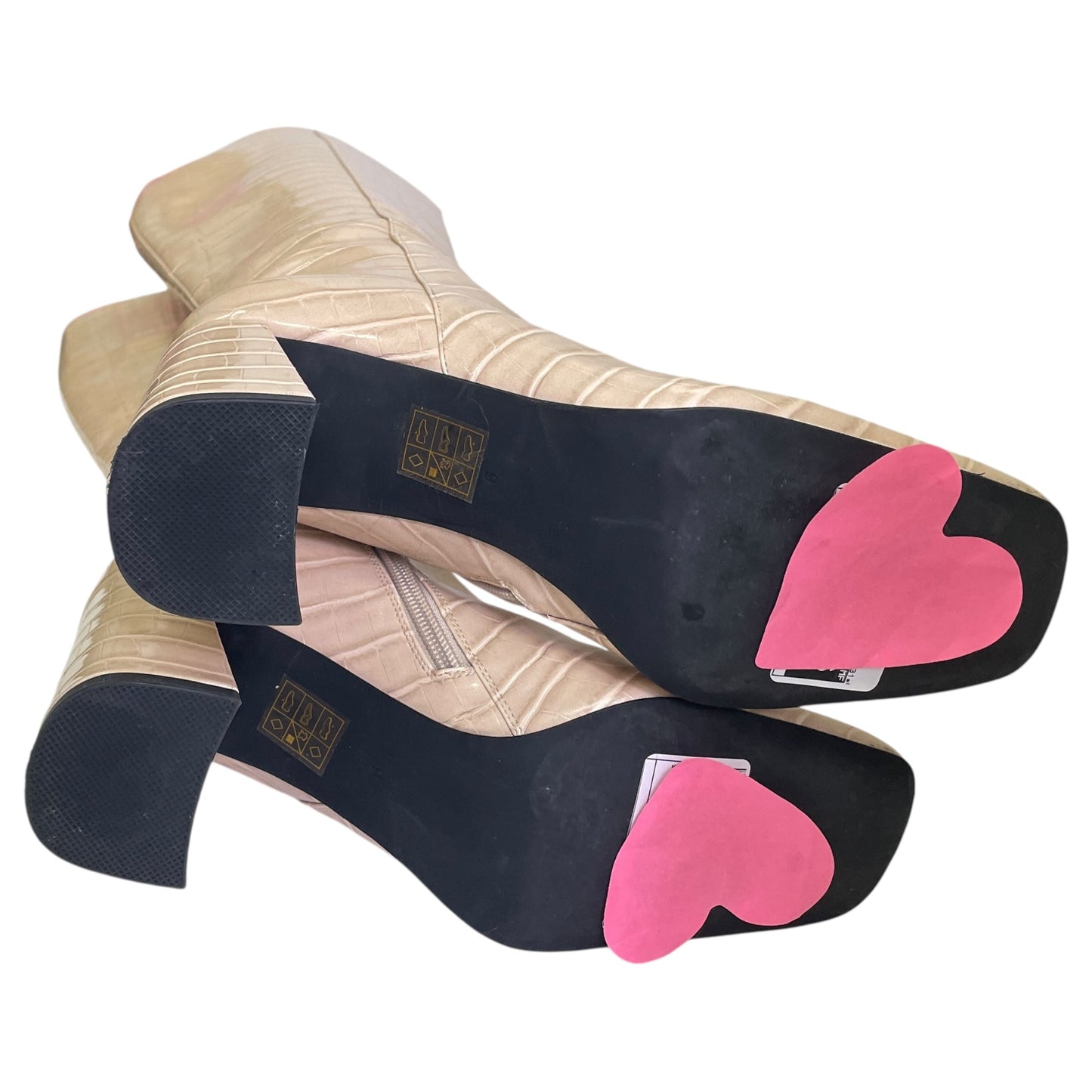 Boots Knee Heels By Jeffery Campbell In Cream, Size:9