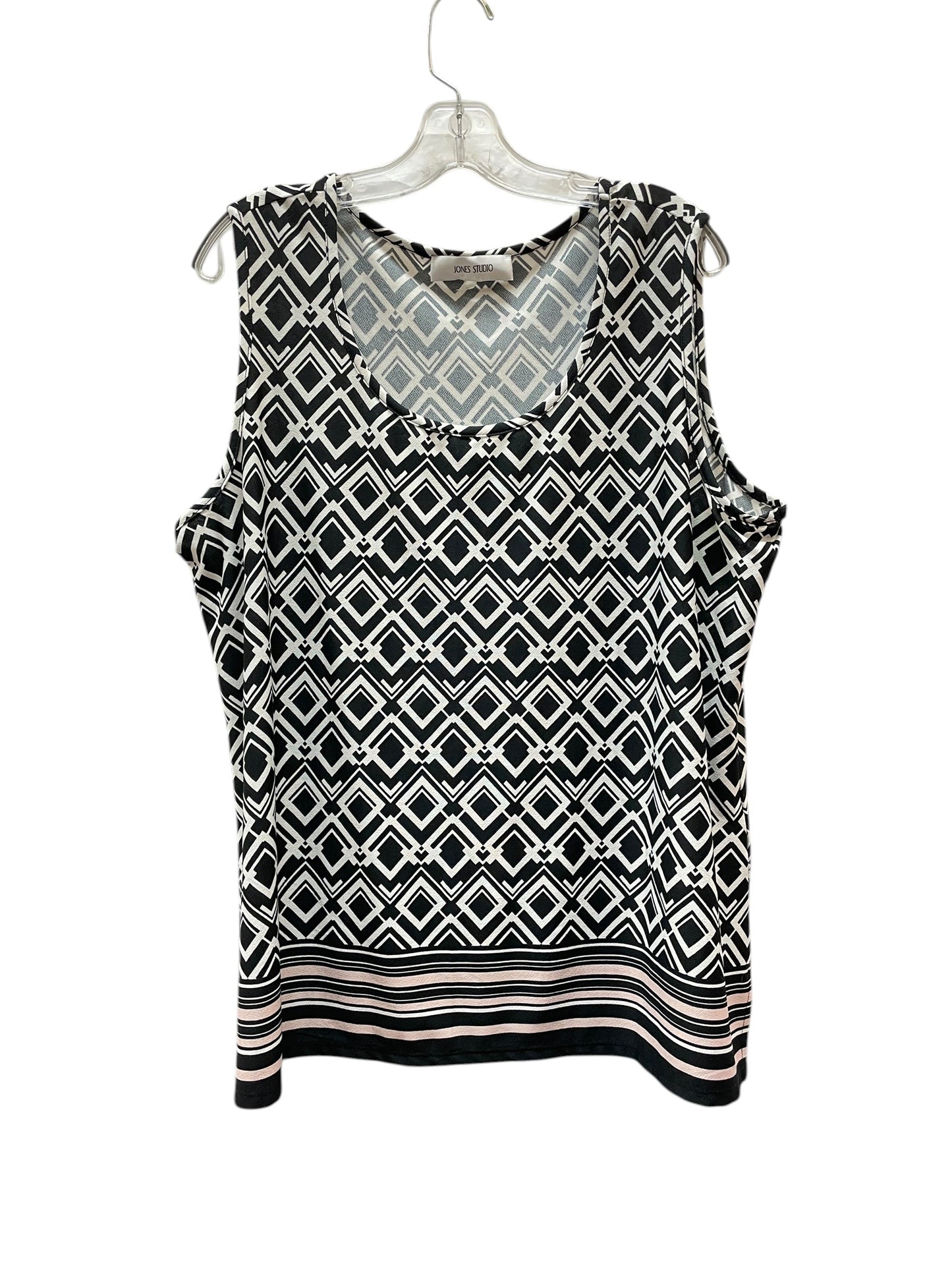 Blouse Sleeveless By Jones Studio In Black & White, Size:Xs