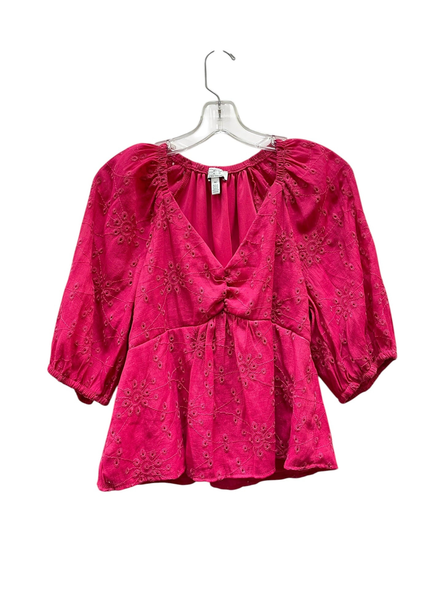 Top 3/4 Sleeve Basic By Sofia By Sofia Vergara In Pink, Size:M