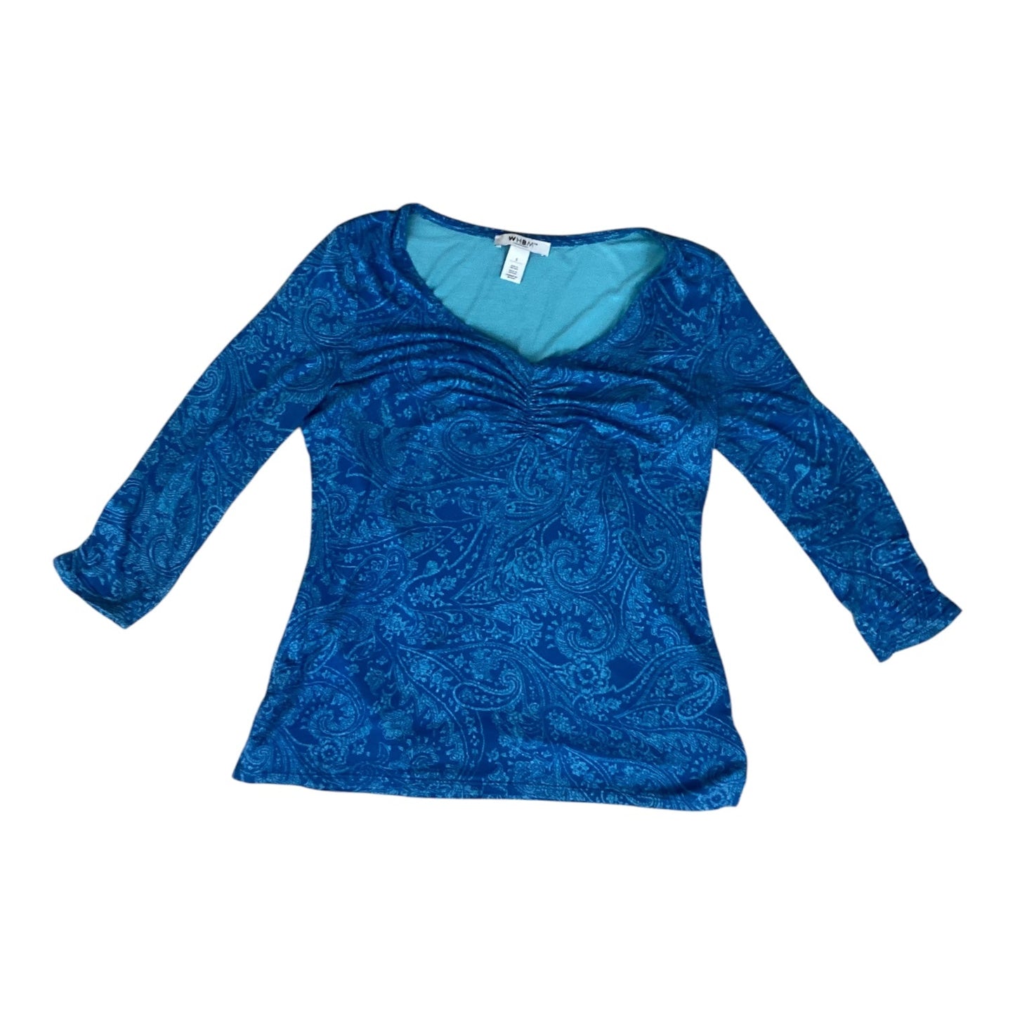 Top 3/4 Sleeve By White House Black Market In Blue, Size:S