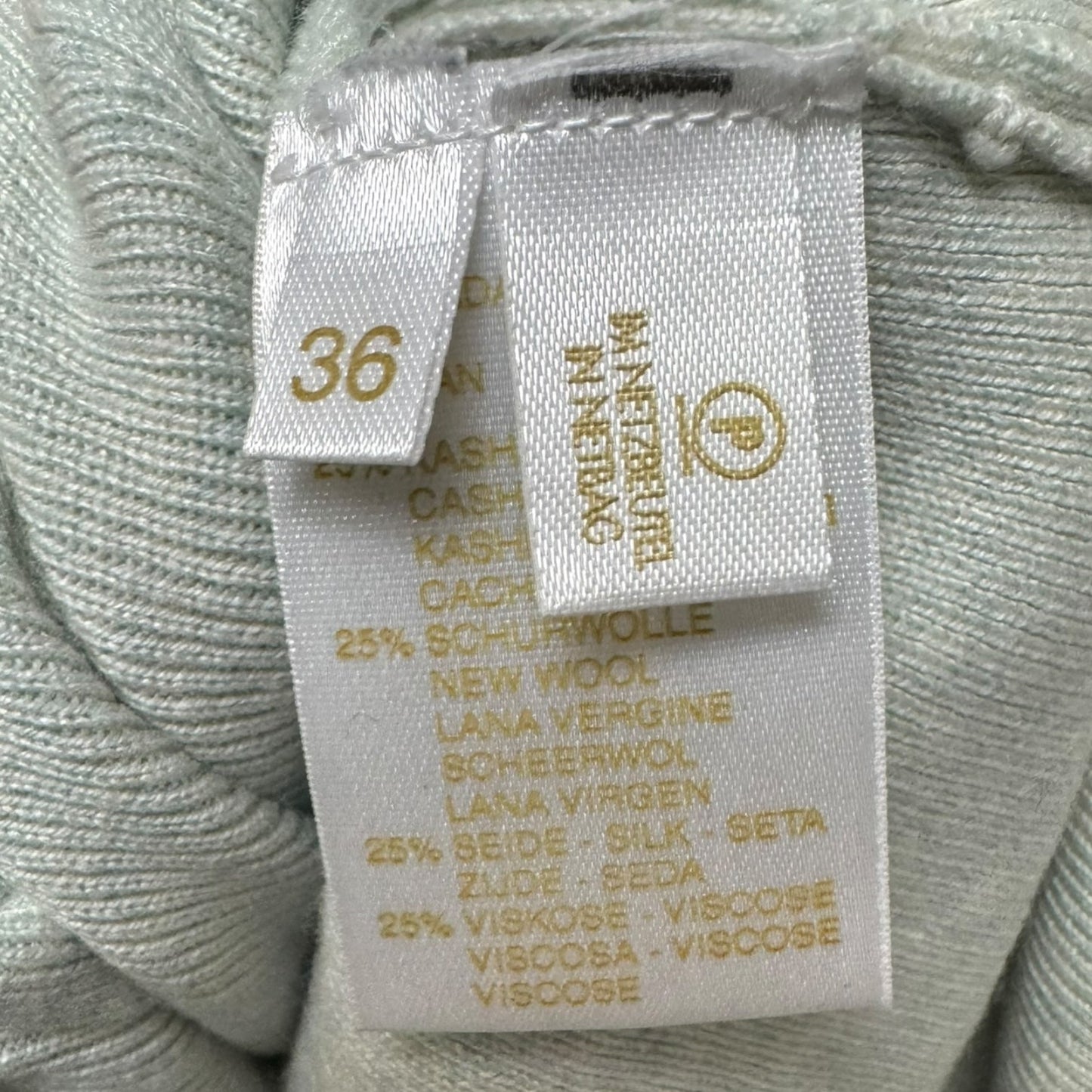 Belted Cardigan Sweater Designer By Escada In Aqua, Size: S