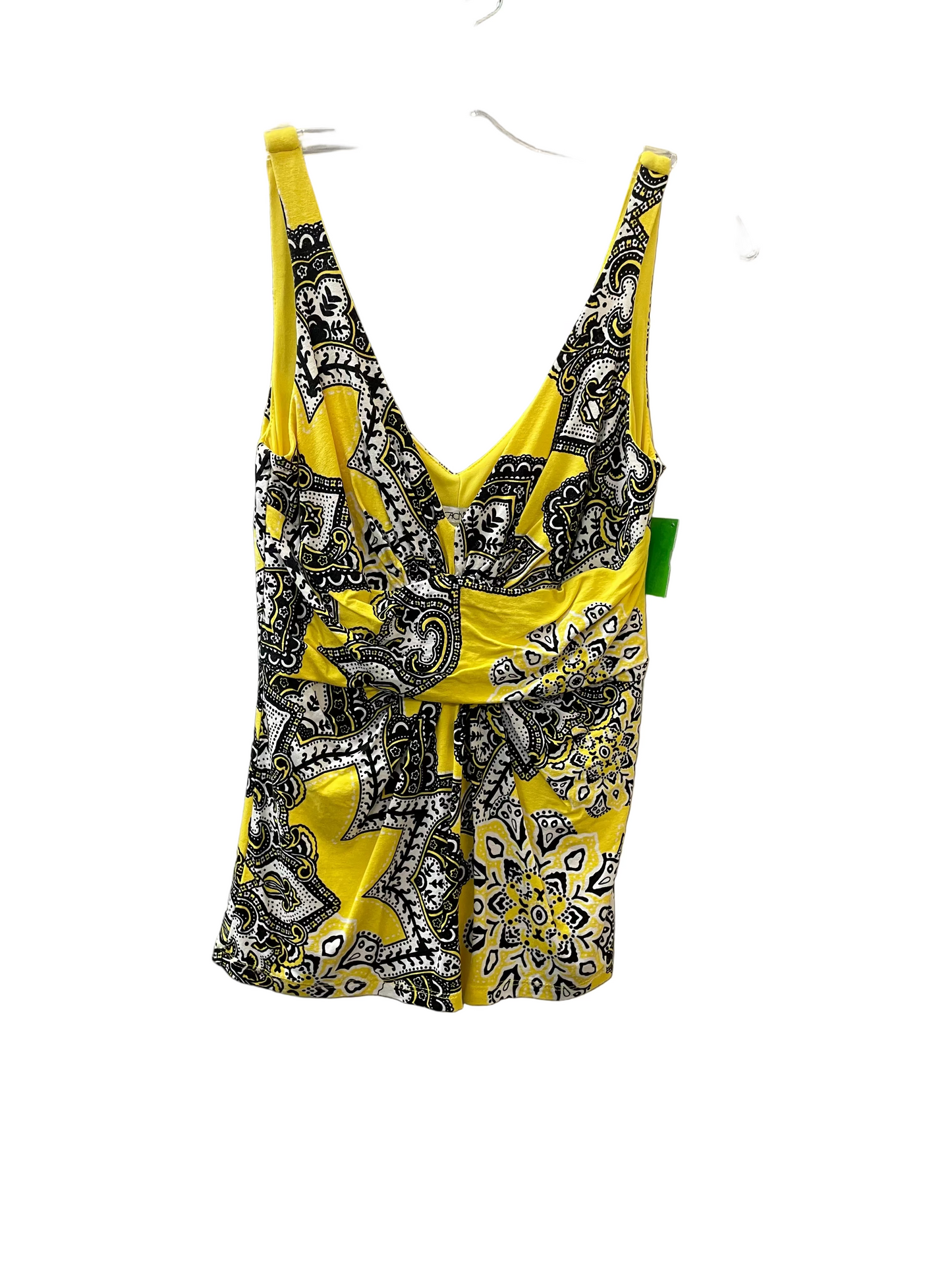 Top Sleeveless By Cache In Black & Yellow, Size:S
