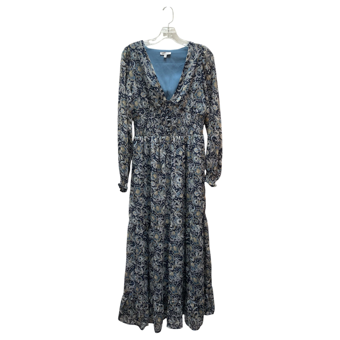 Dress Casual Maxi By Patrons Of Peace In Blue & Tan, Size:M