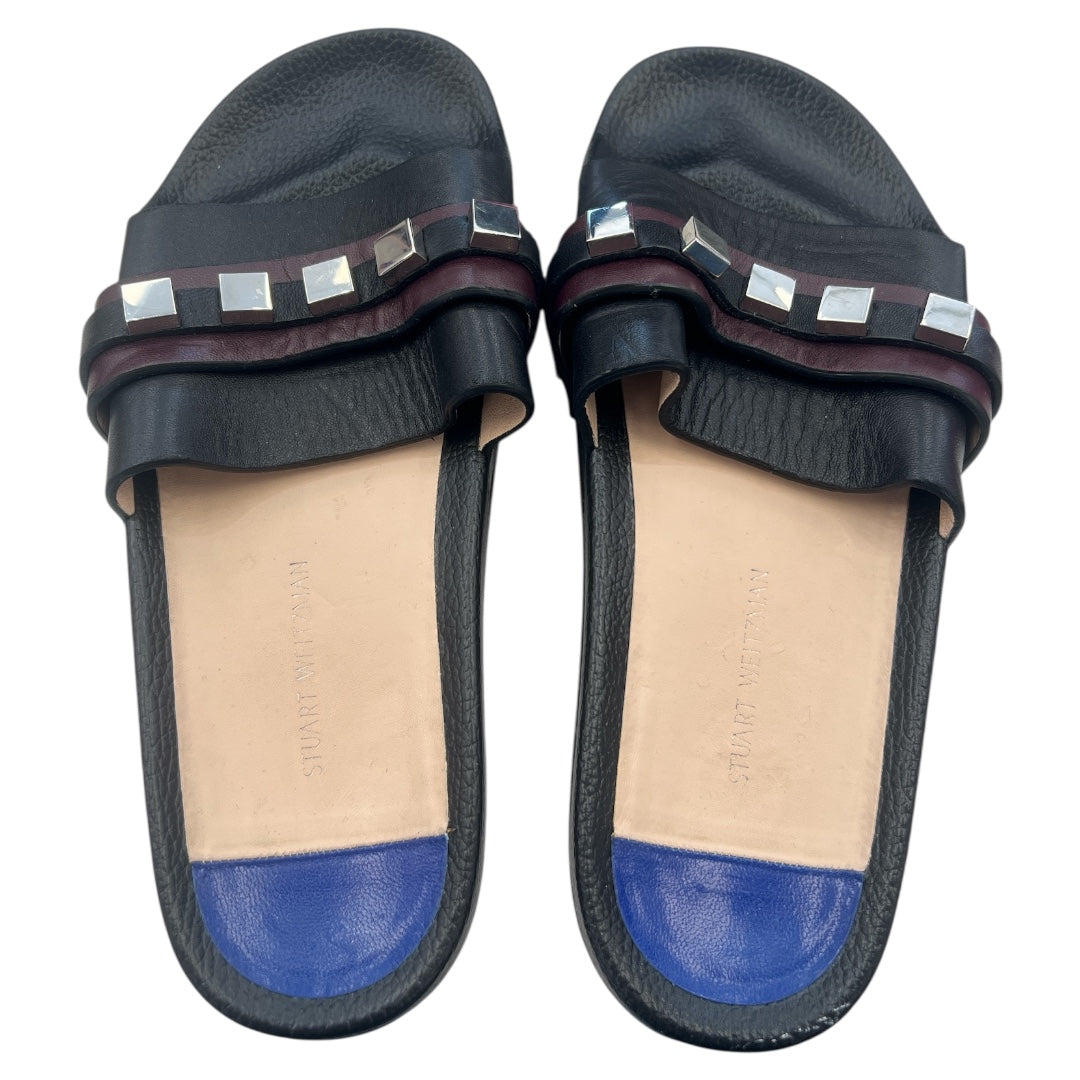 Sandals Designer By Stuart Weitzman In Black, Size:8