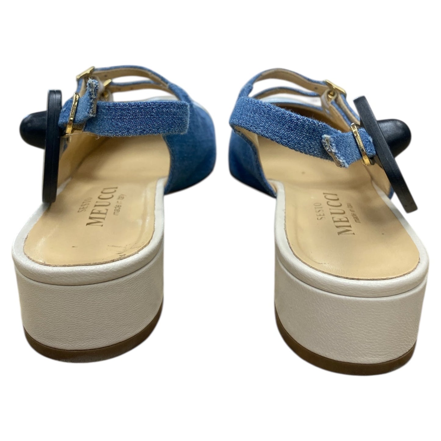 Shoes Heels Block By Sesto Meucci In Blue & Cream, Size:9