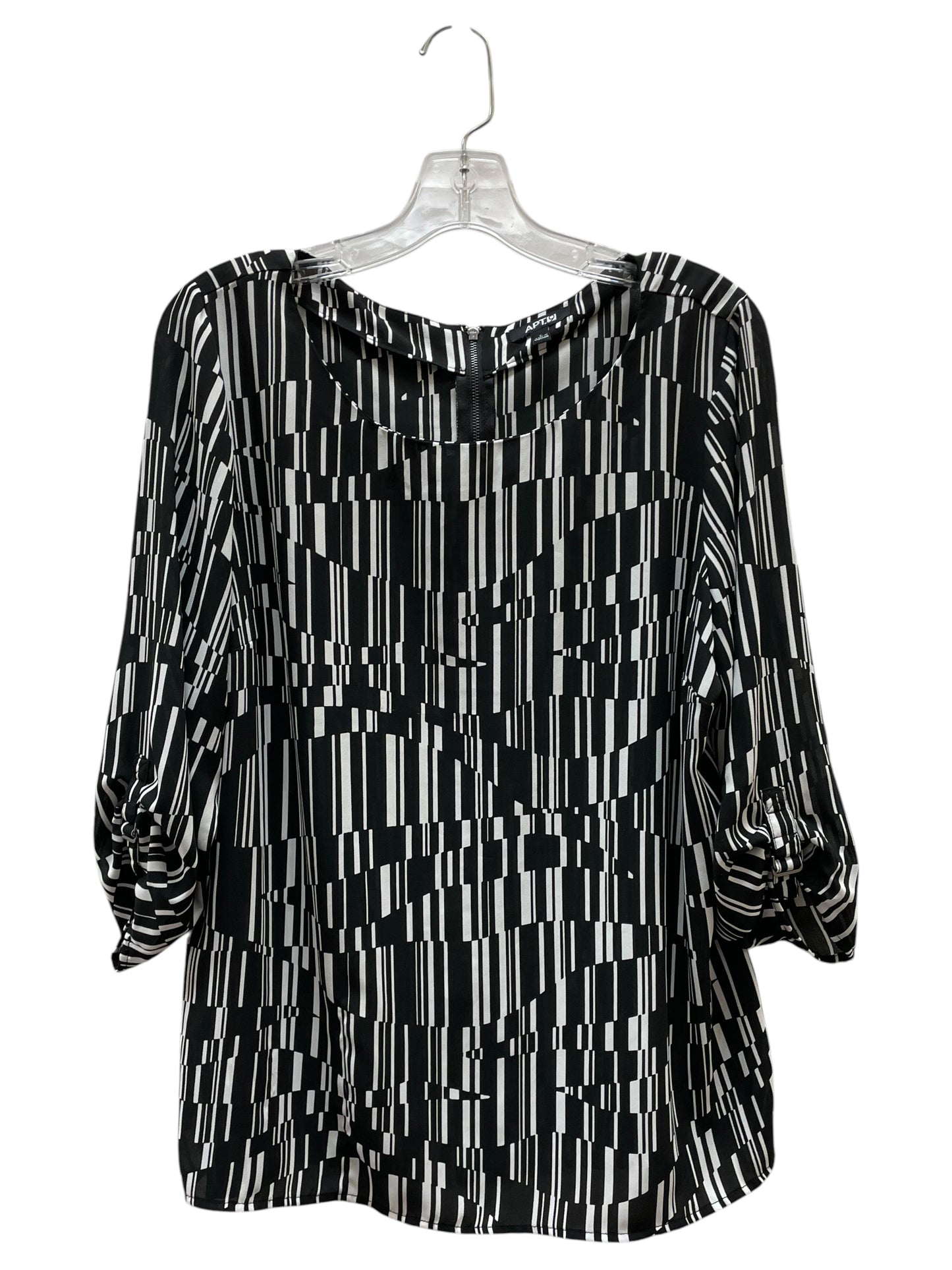 Blouse 3/4 Sleeve By Apt 9 In Black & White, Size:L