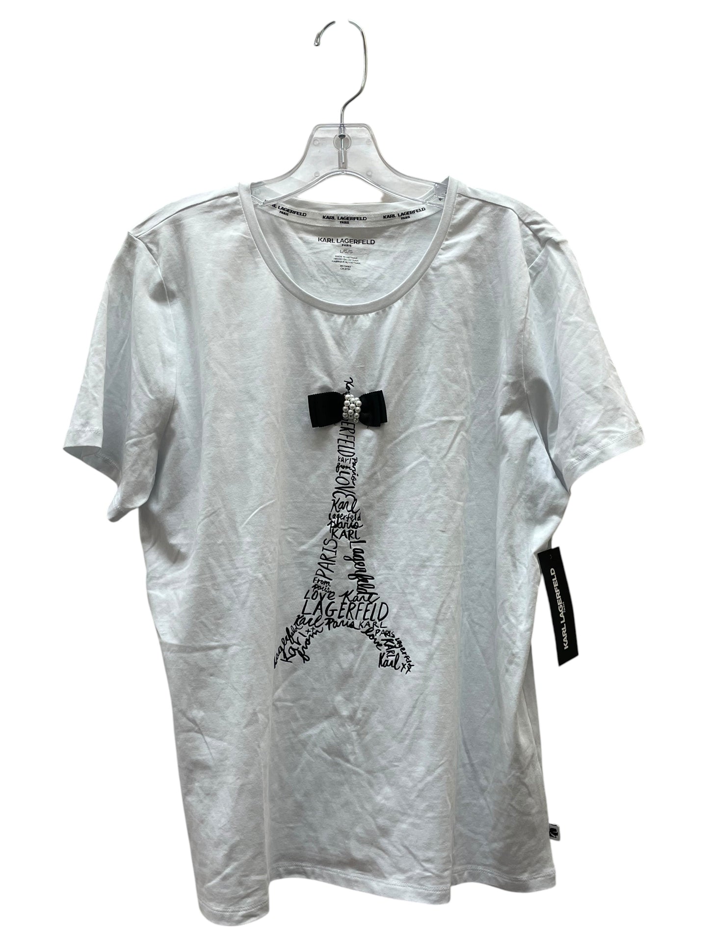 Top Ss Designer By Karl Lagerfeld In Black & White, Size:L