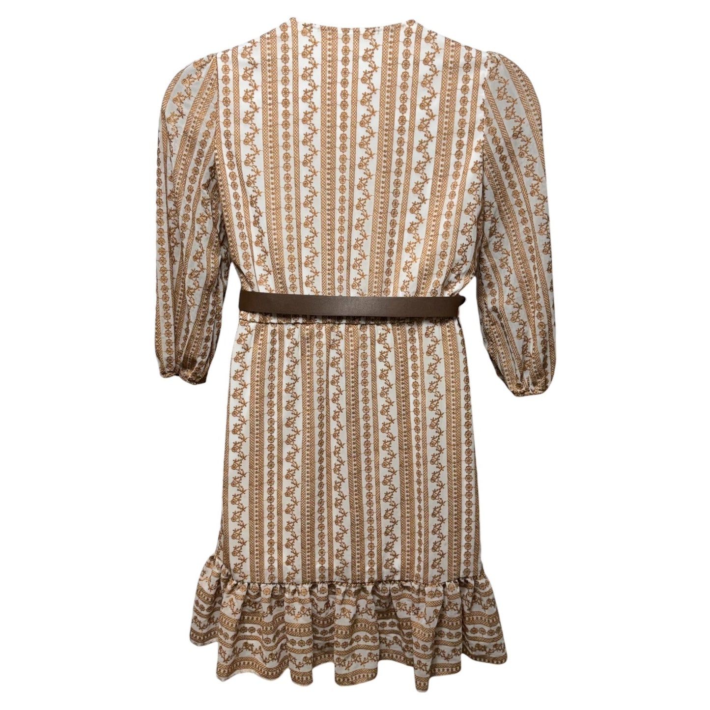 Dress Casual Midi By Calvin Klein In Tan & White, Size: M ESTIMATED