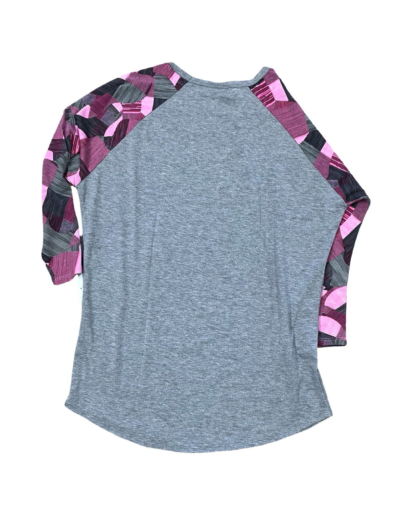 Top 3/4 Sleeve By Lularoe In Grey & Pink, Size:L