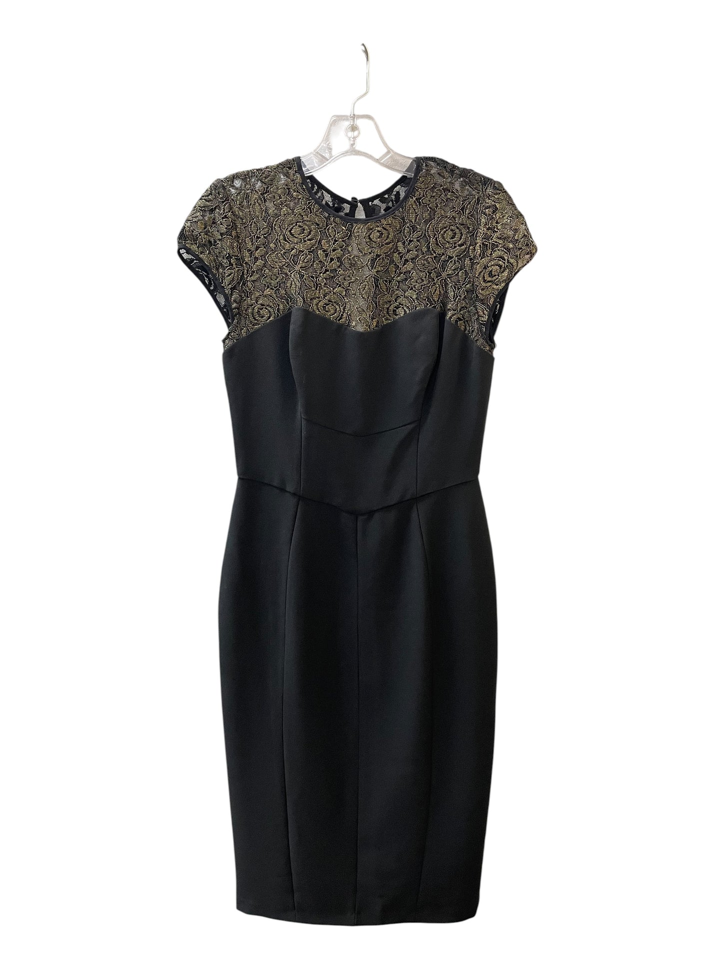 Dress Party Short By Maggy London In Black & Gold, Size:S
