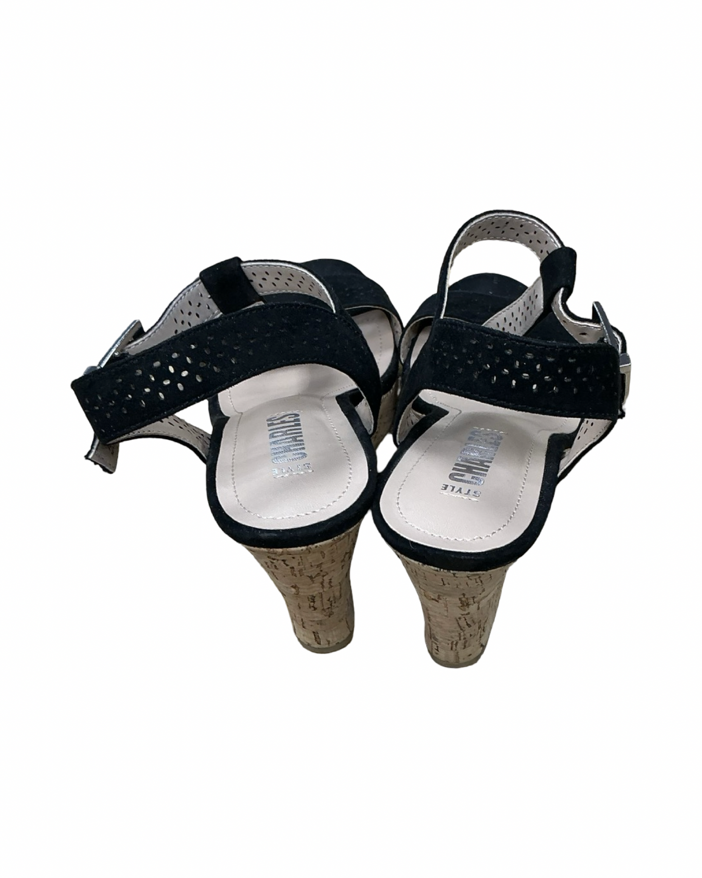 Sandals Heels Wedge By Clothes Mentor In Black, Size:6