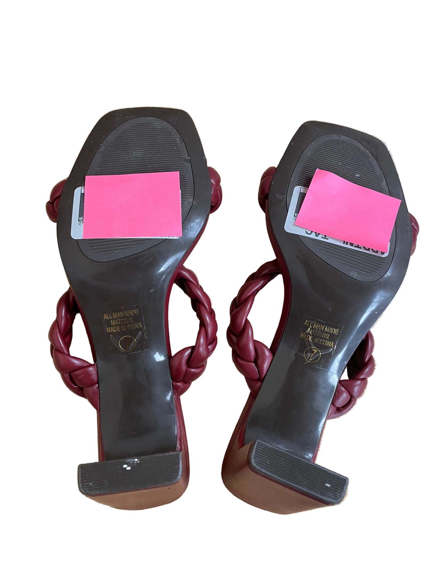 Sandals Heels Block By Soda In Maroon, Size:7