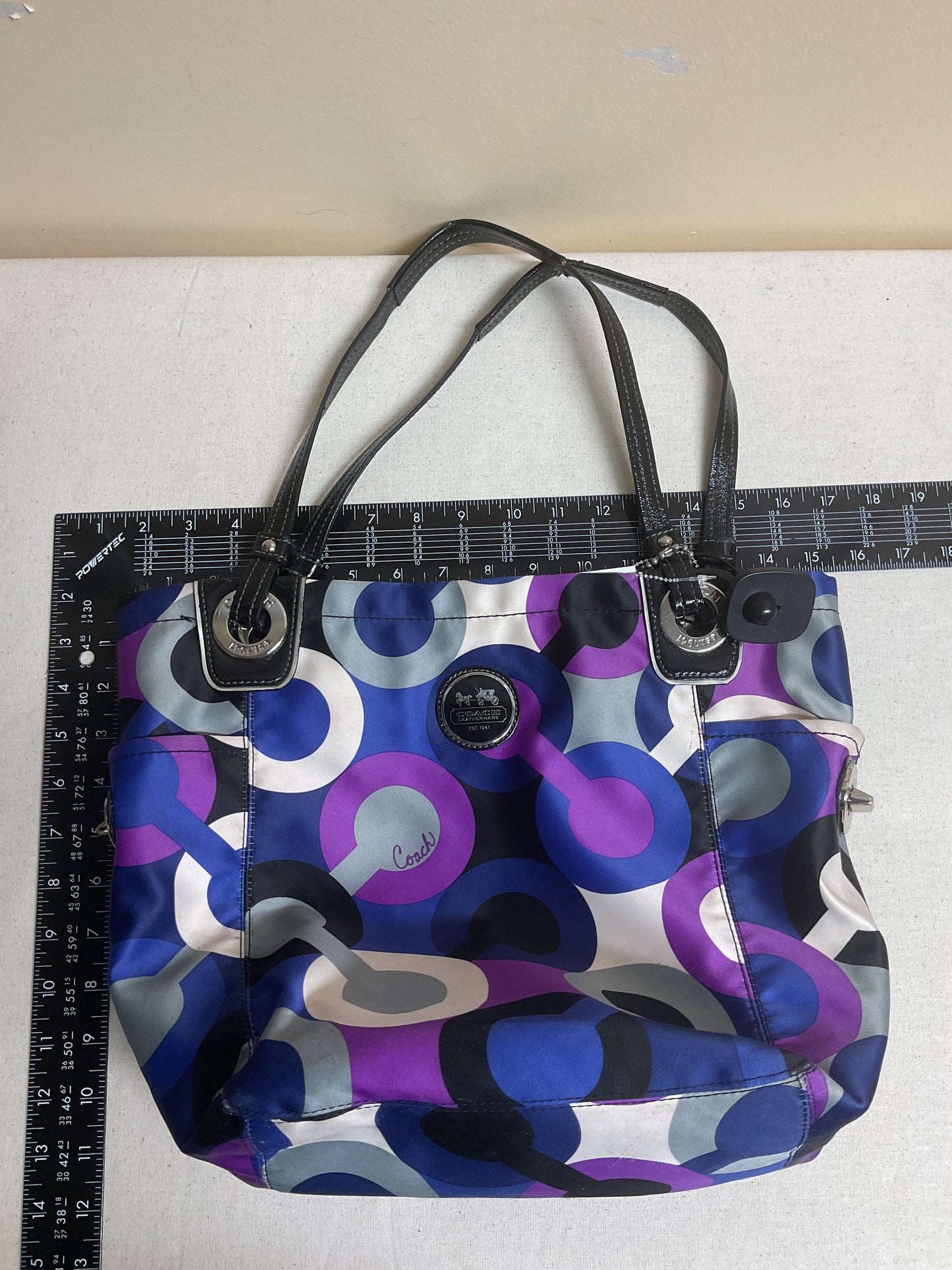 Handbag Designer By Coach In Blue & Purple, Size:Medium