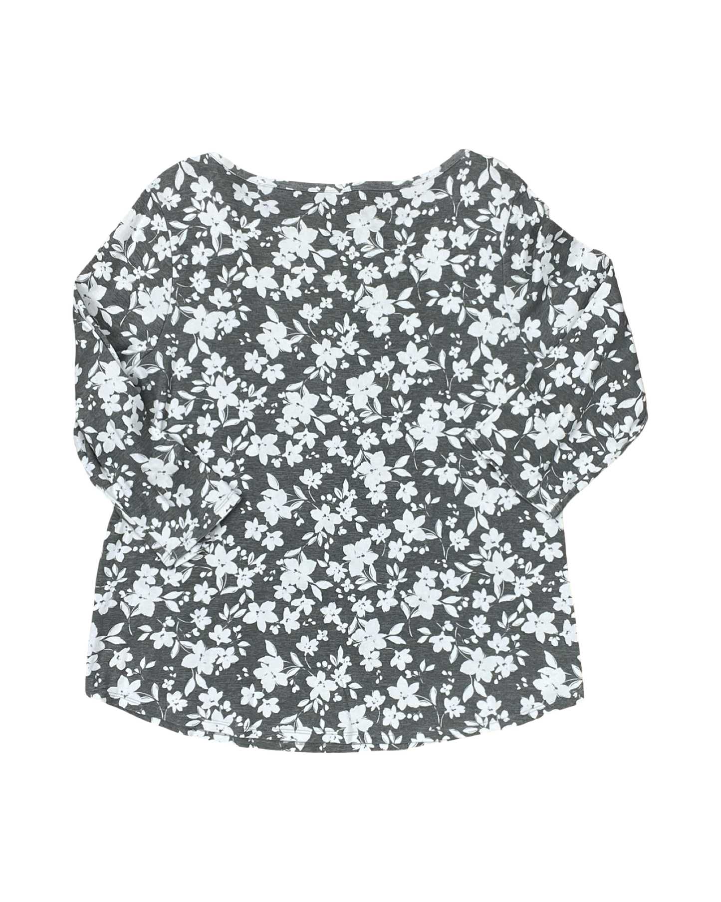 Top 3/4 Sleeve By Croft And Barrow In Grey & White, Size:Xl