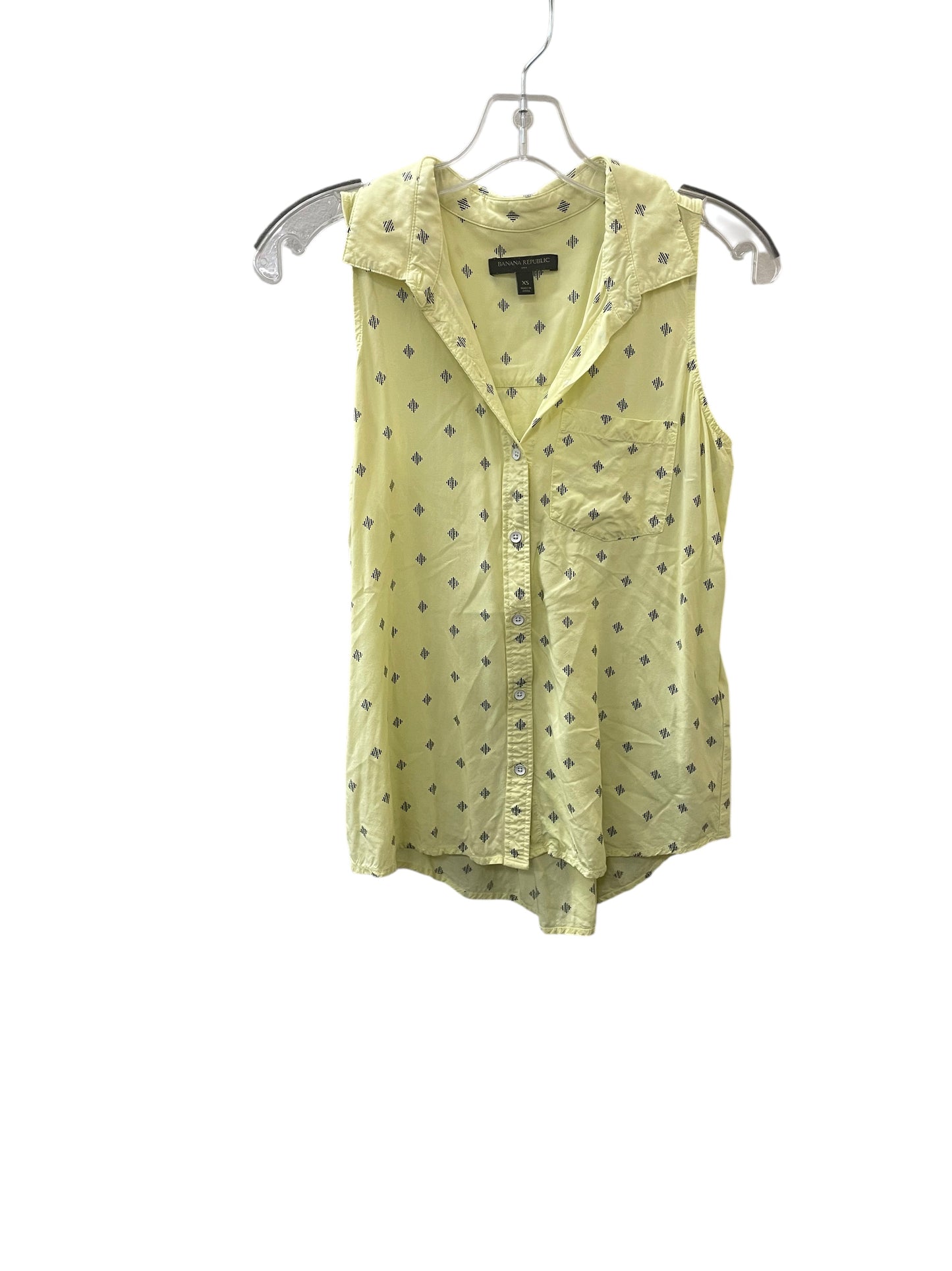 Blouse Sleeveless By Banana Republic In Blue & Yellow, Size:Xs