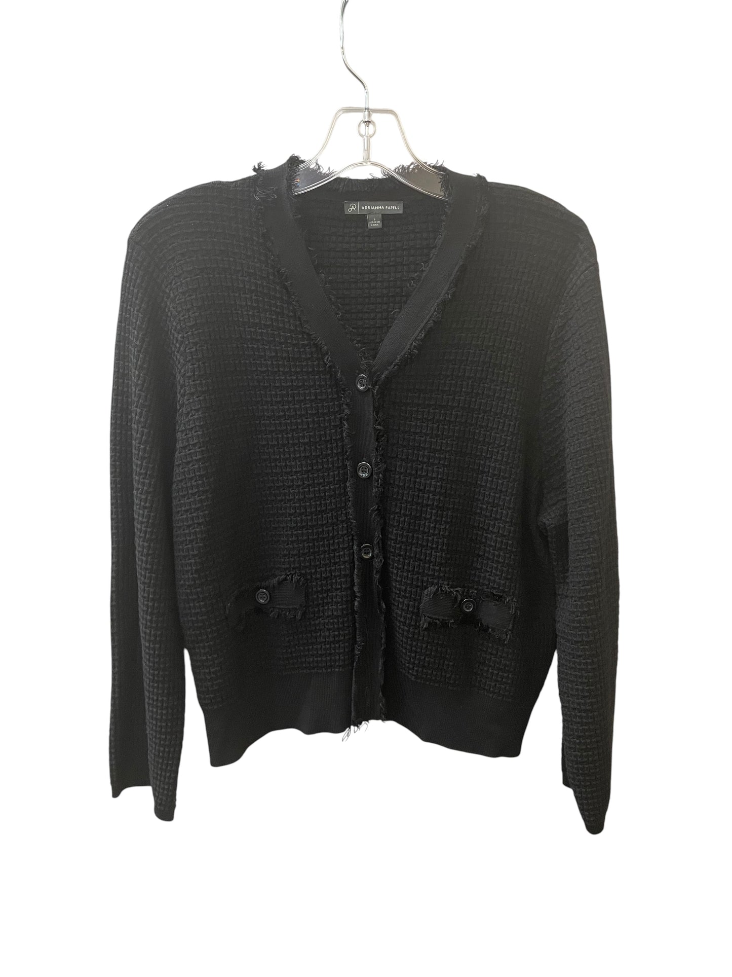 Cardigan By Adrianna Papell In Black, Size:L