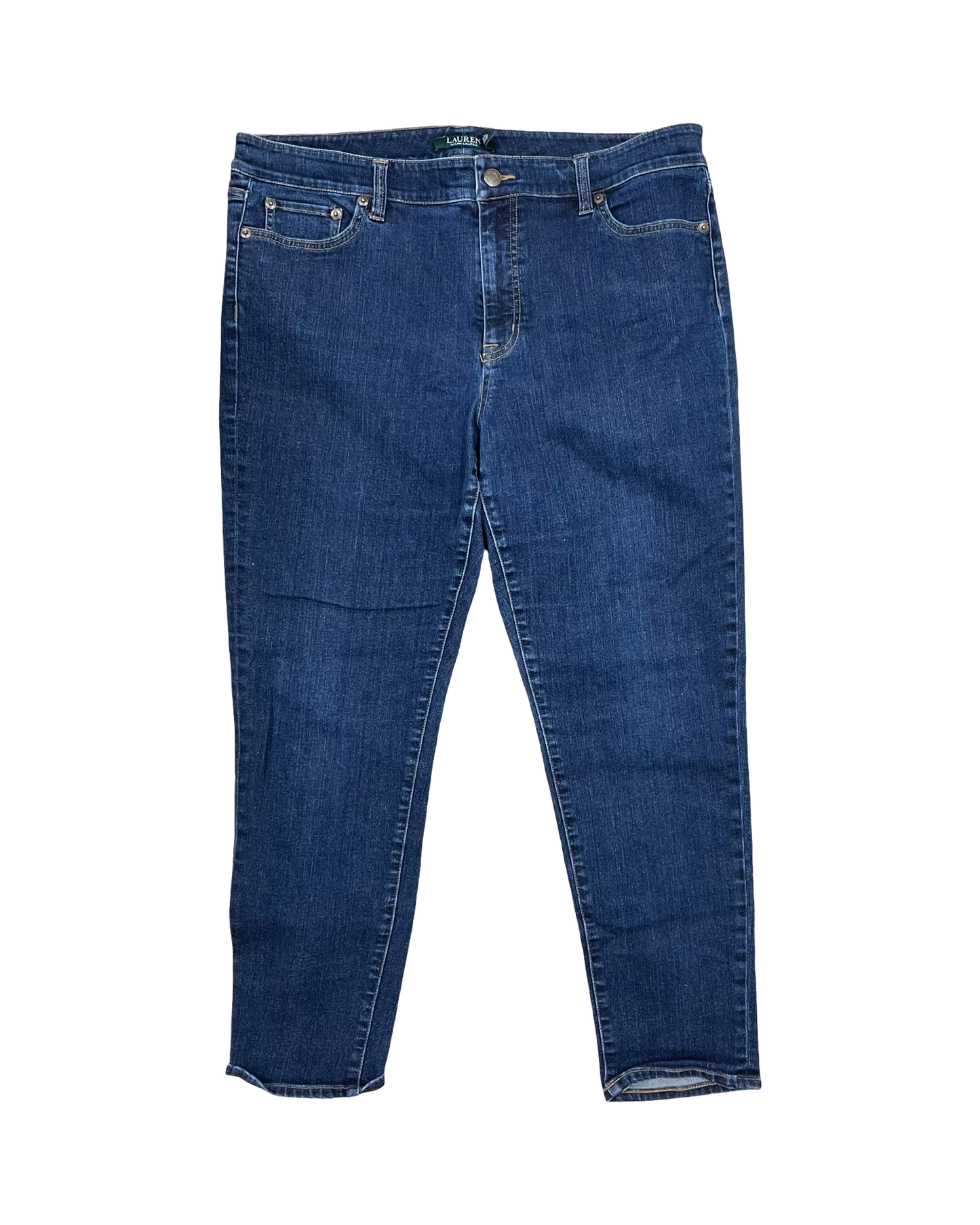 Jeans Cropped By Ralph Lauren In Blue Denim, Size:14