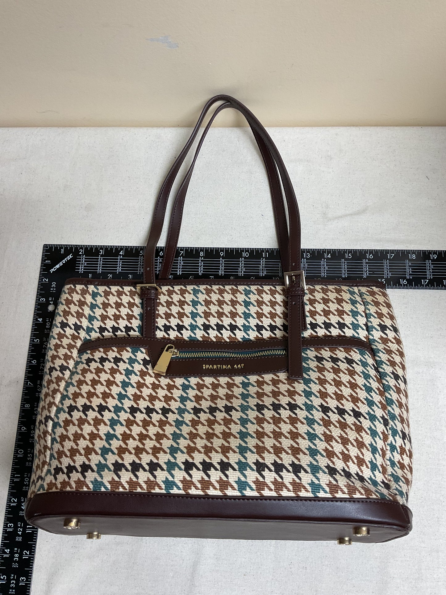 Handbag Designer By Spartina In Brown & Green, Size:Large