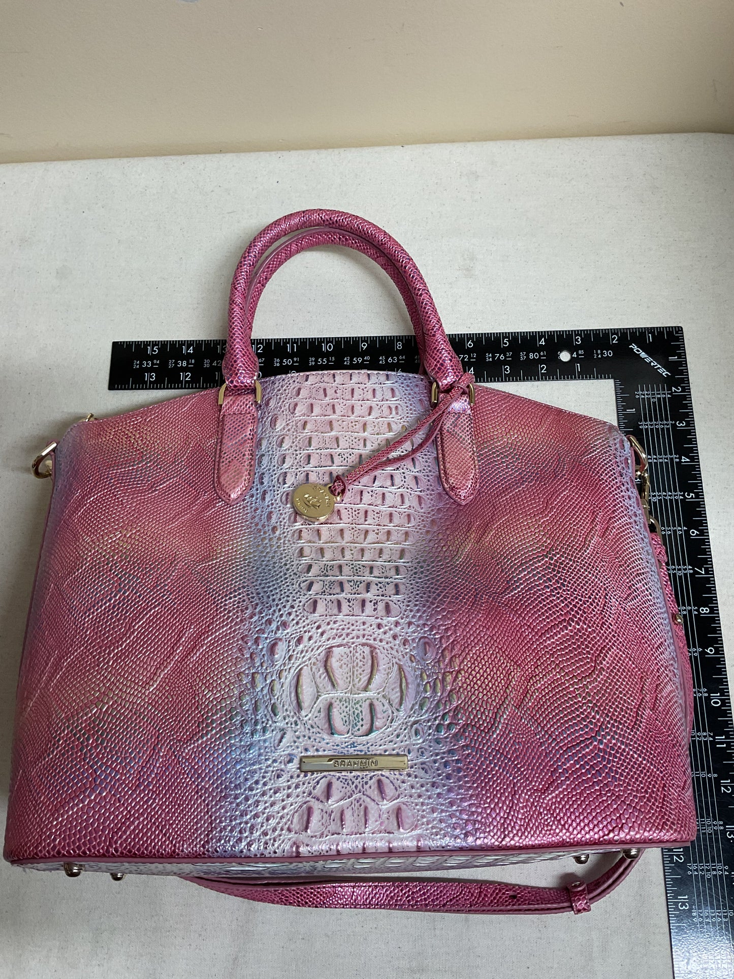 Handbag Designer By Brahmin In Pink & Purple, Size:Large