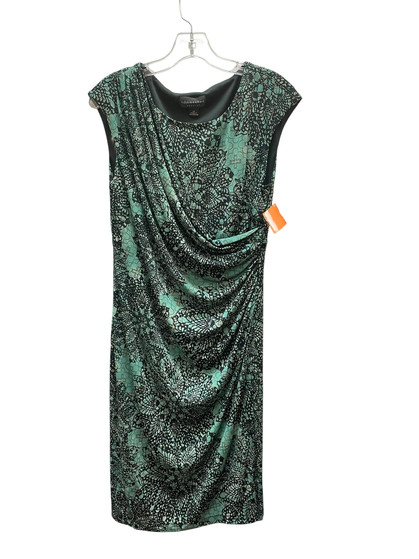 Dress Casual Midi By Connected Apparel In Black & Green, Size:12