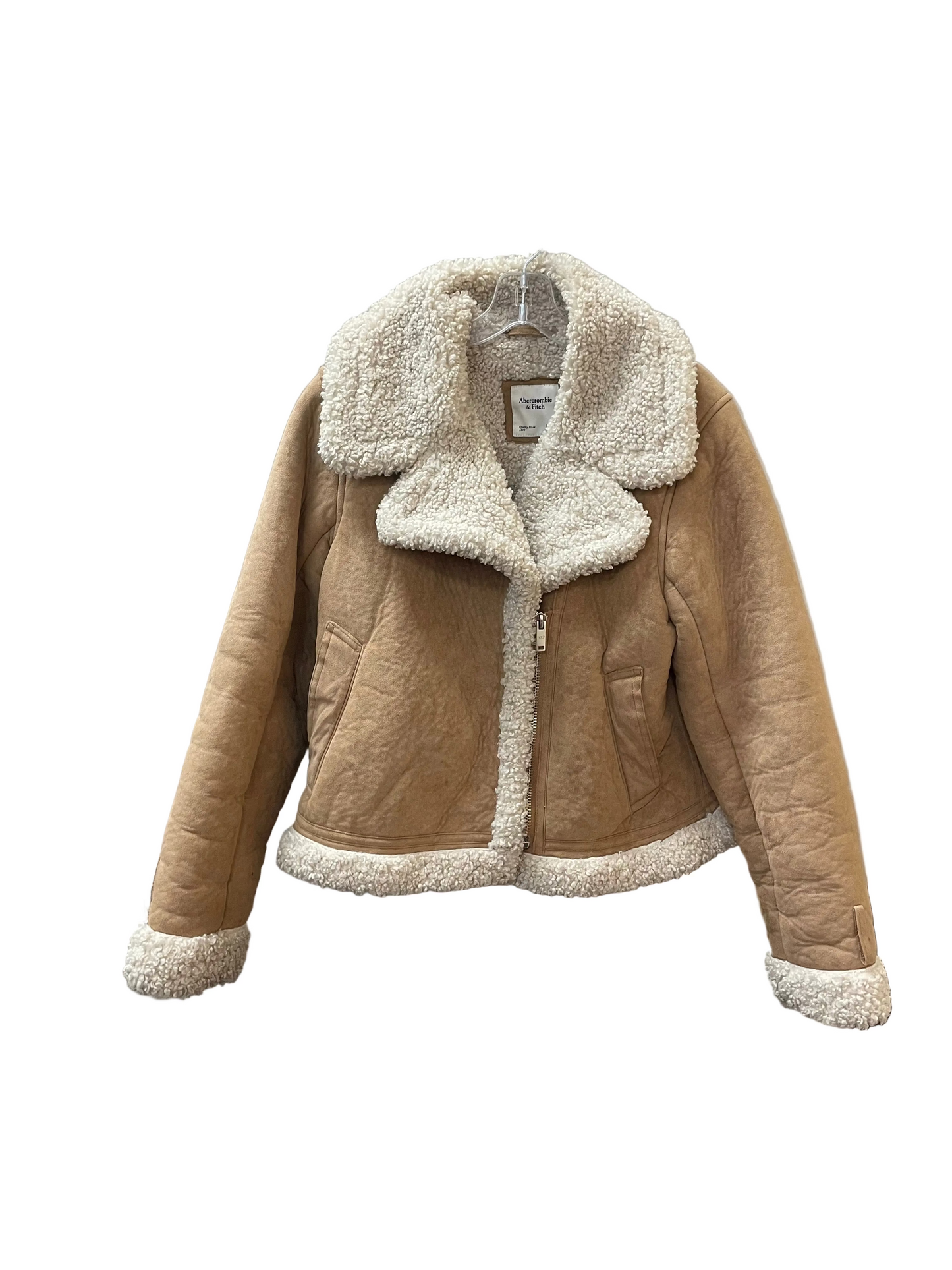 Coat Faux Fur & Sherpa By Abercrombie And Fitch In Tan, Size:L