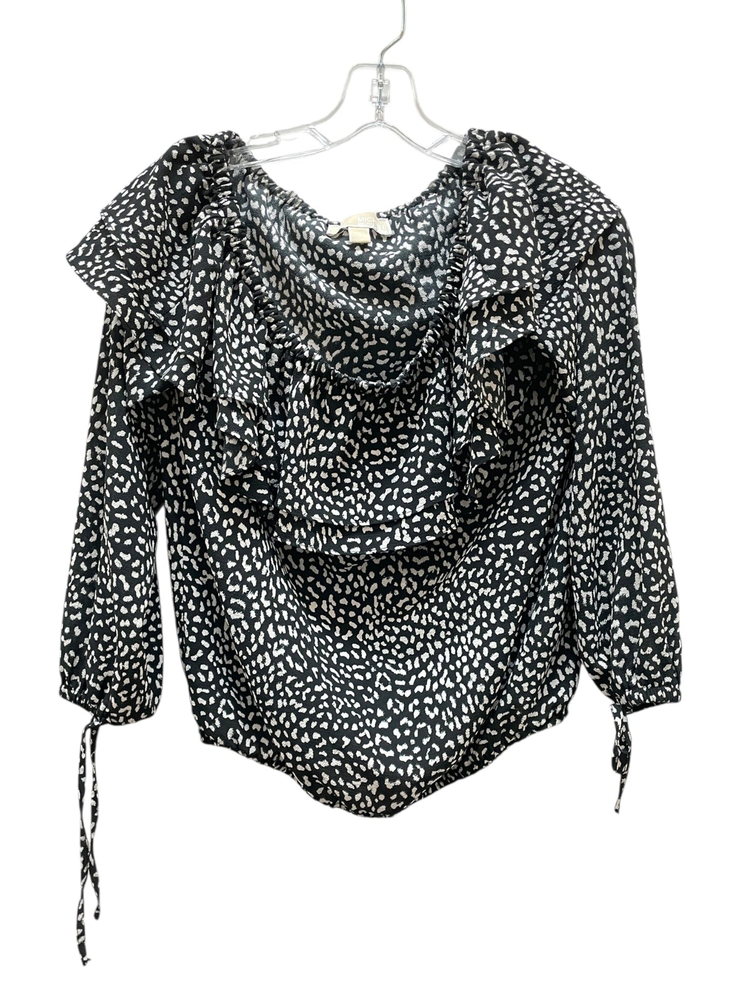Blouse 3/4 Sleeve By Michael By Michael Kors In Black & White, Size:S