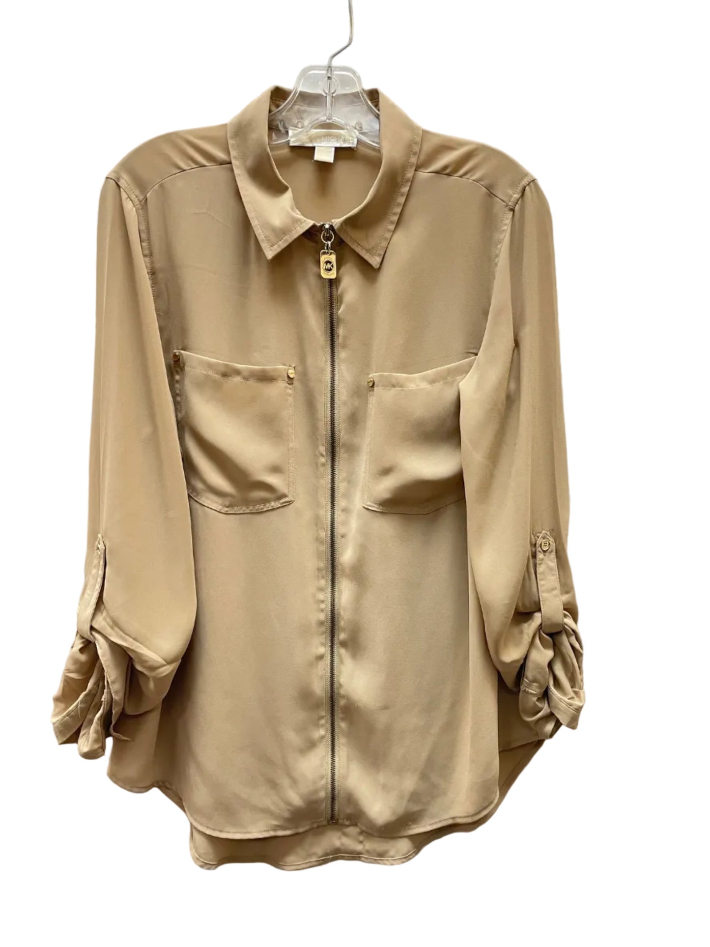 Top 3/4 Sleeve Designer By Michael Kors In Beige, Size:L