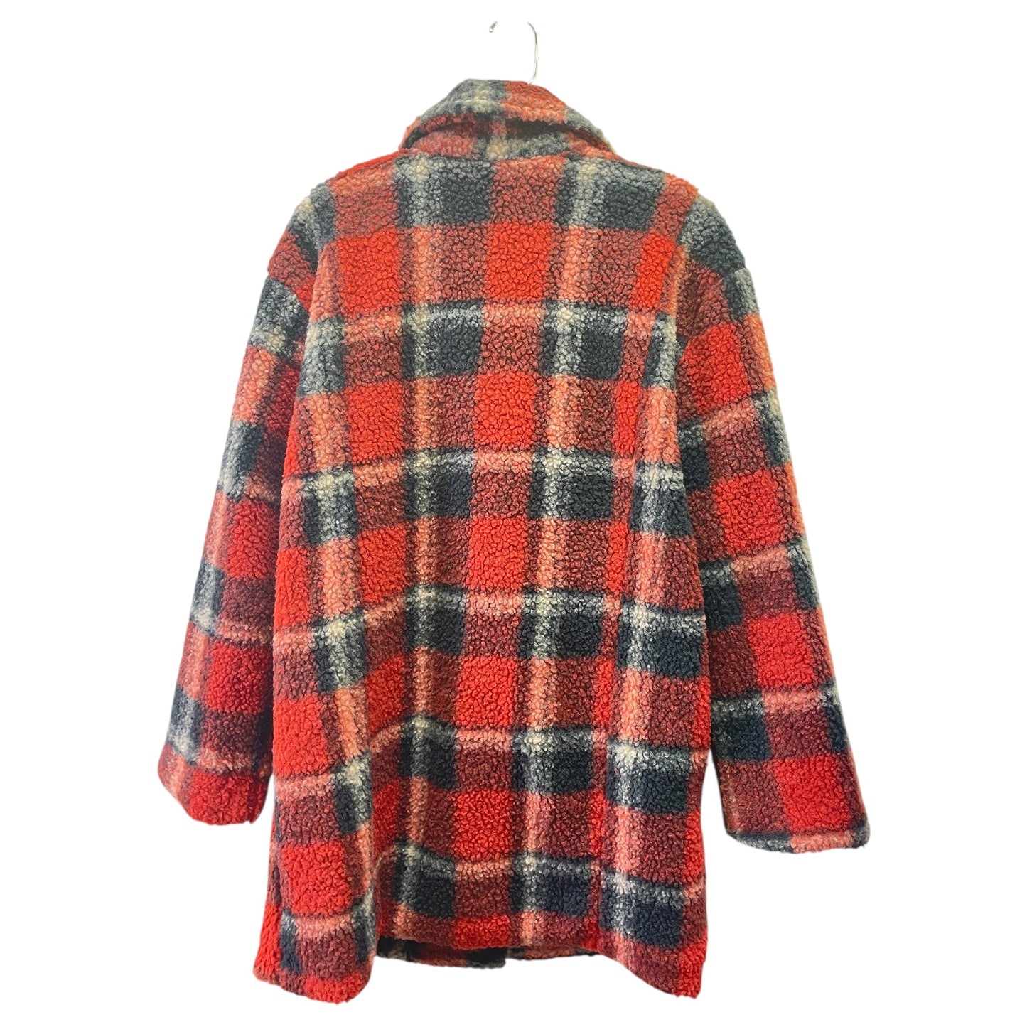 Jacket Faux Fur & Sherpa By Fashion Nova In Blue & Red, Size:L