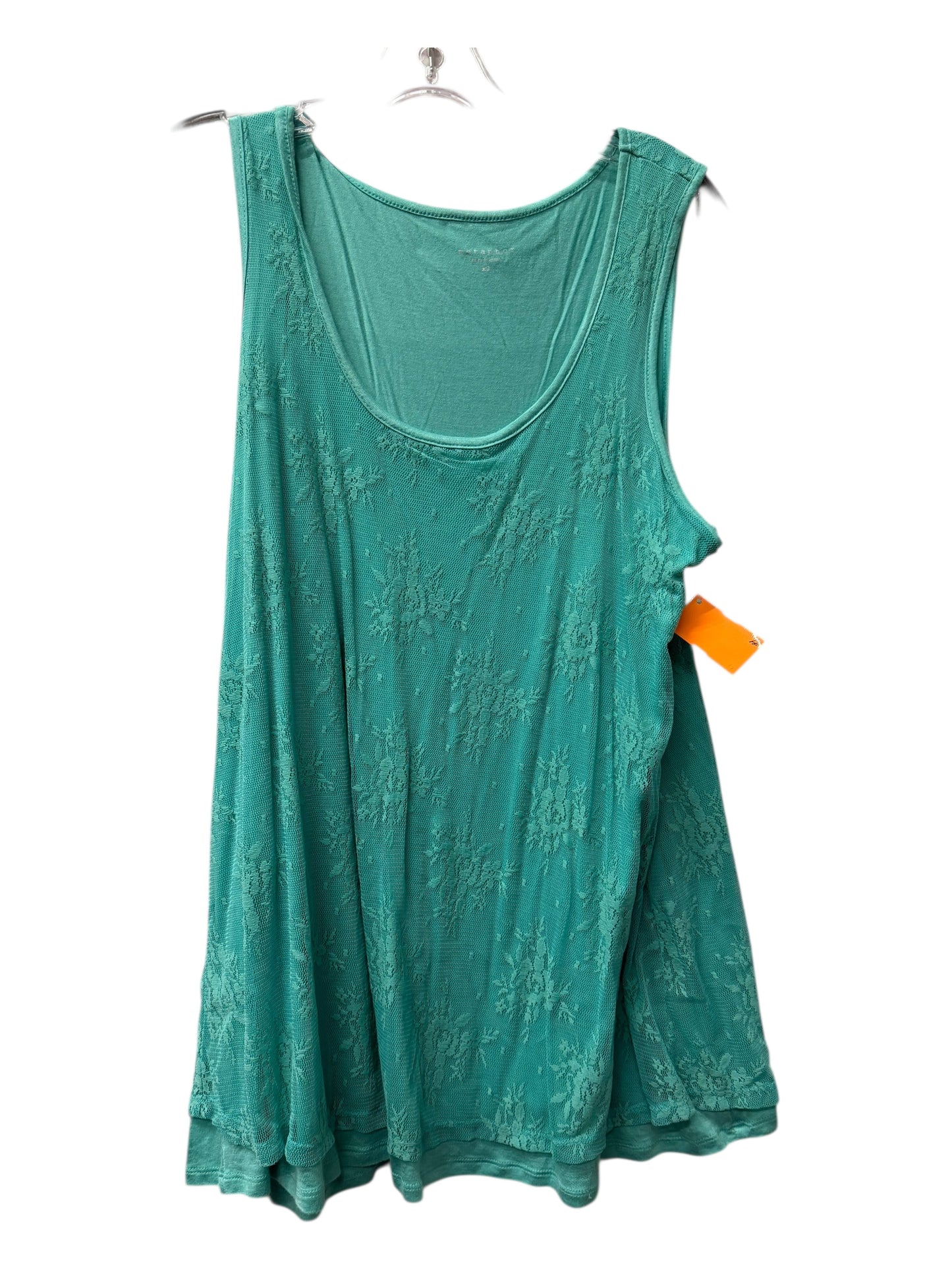 Top Sleeveless By Metaphor In Teal, Size:1X