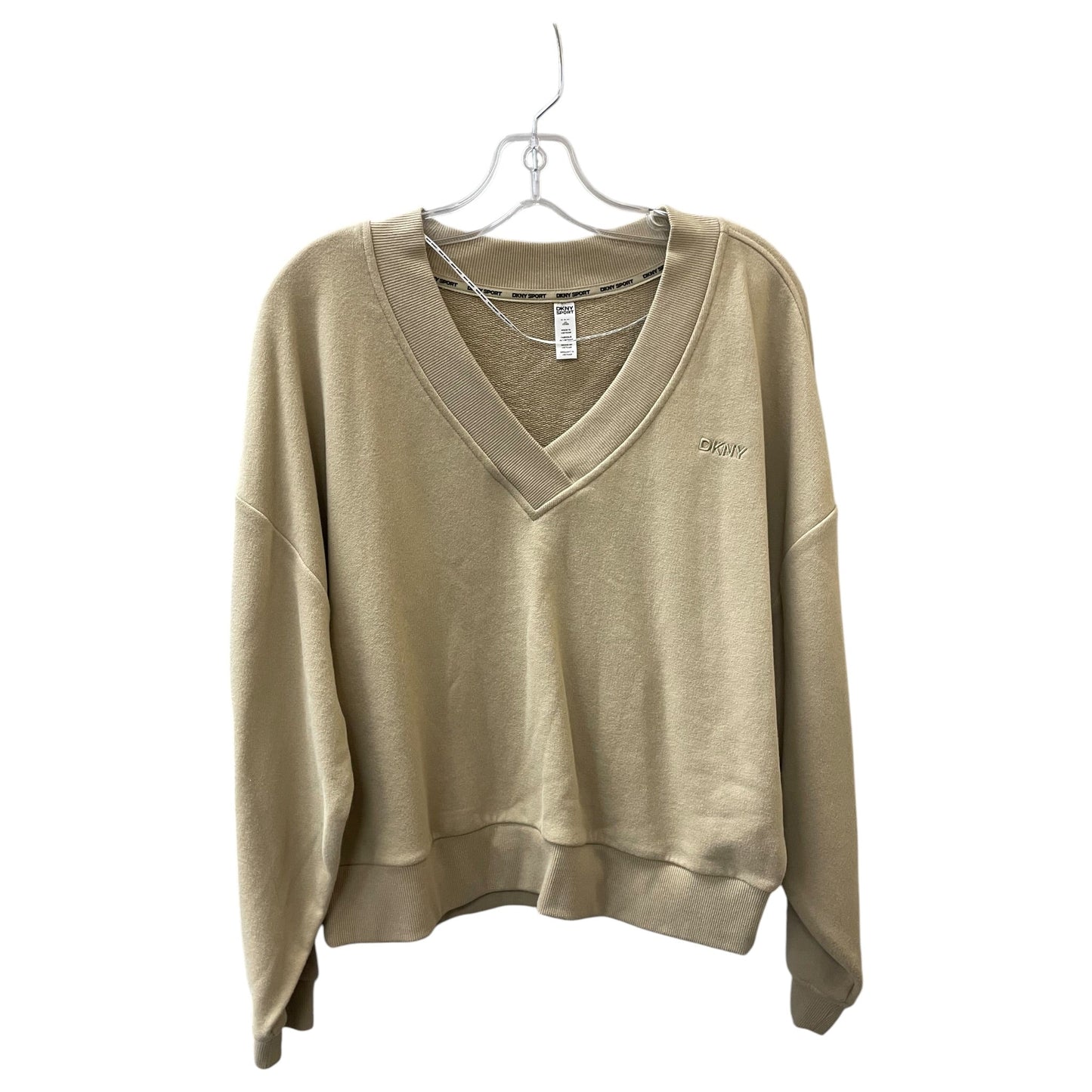 Athletic Top Ls Collar By Dkny In Tan, Size:M