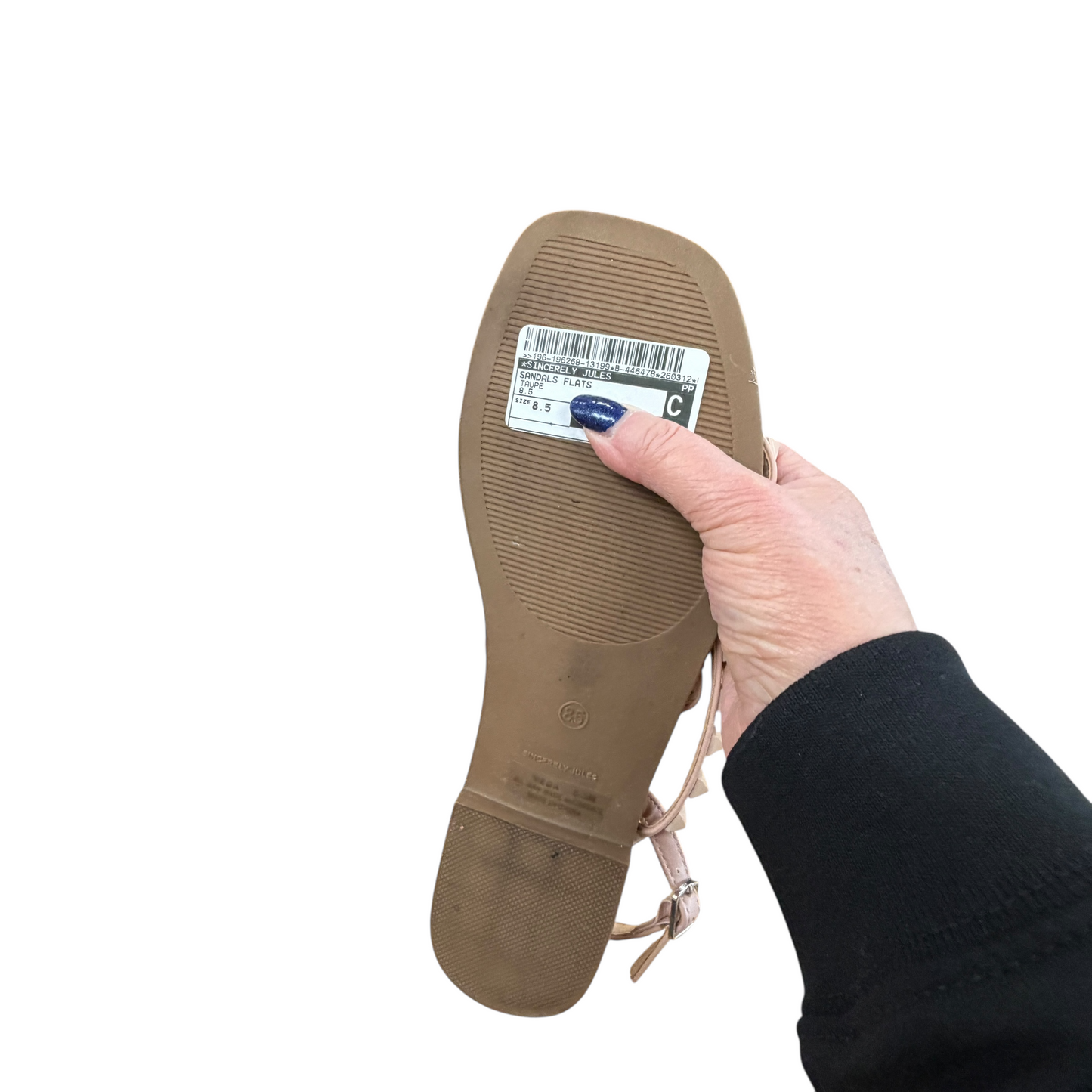 Sandals Flats By Sincerely Jules In Taupe, Size:8.5