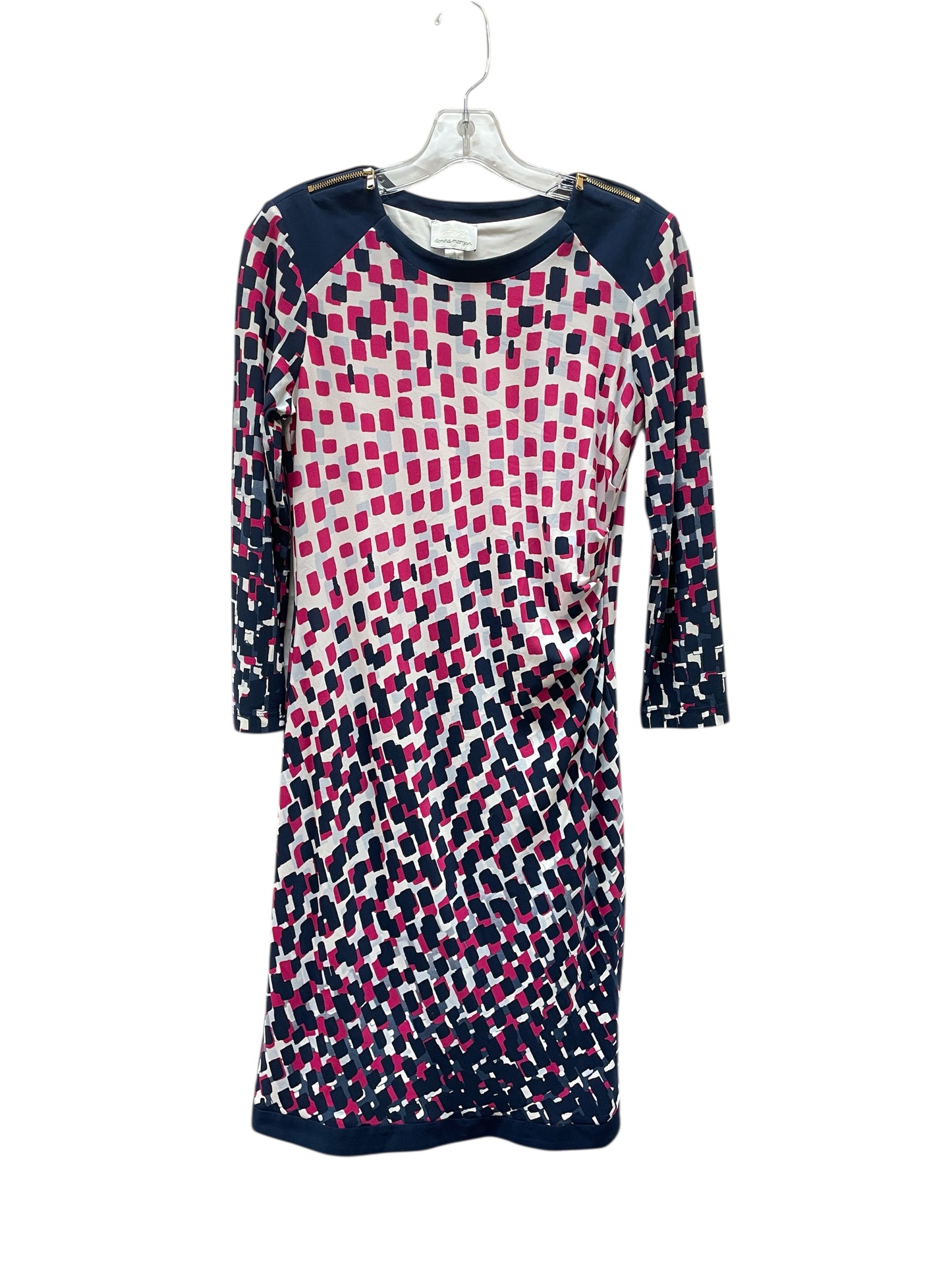 Dress Work By Donna Morgan In Blue & Pink, Size:4