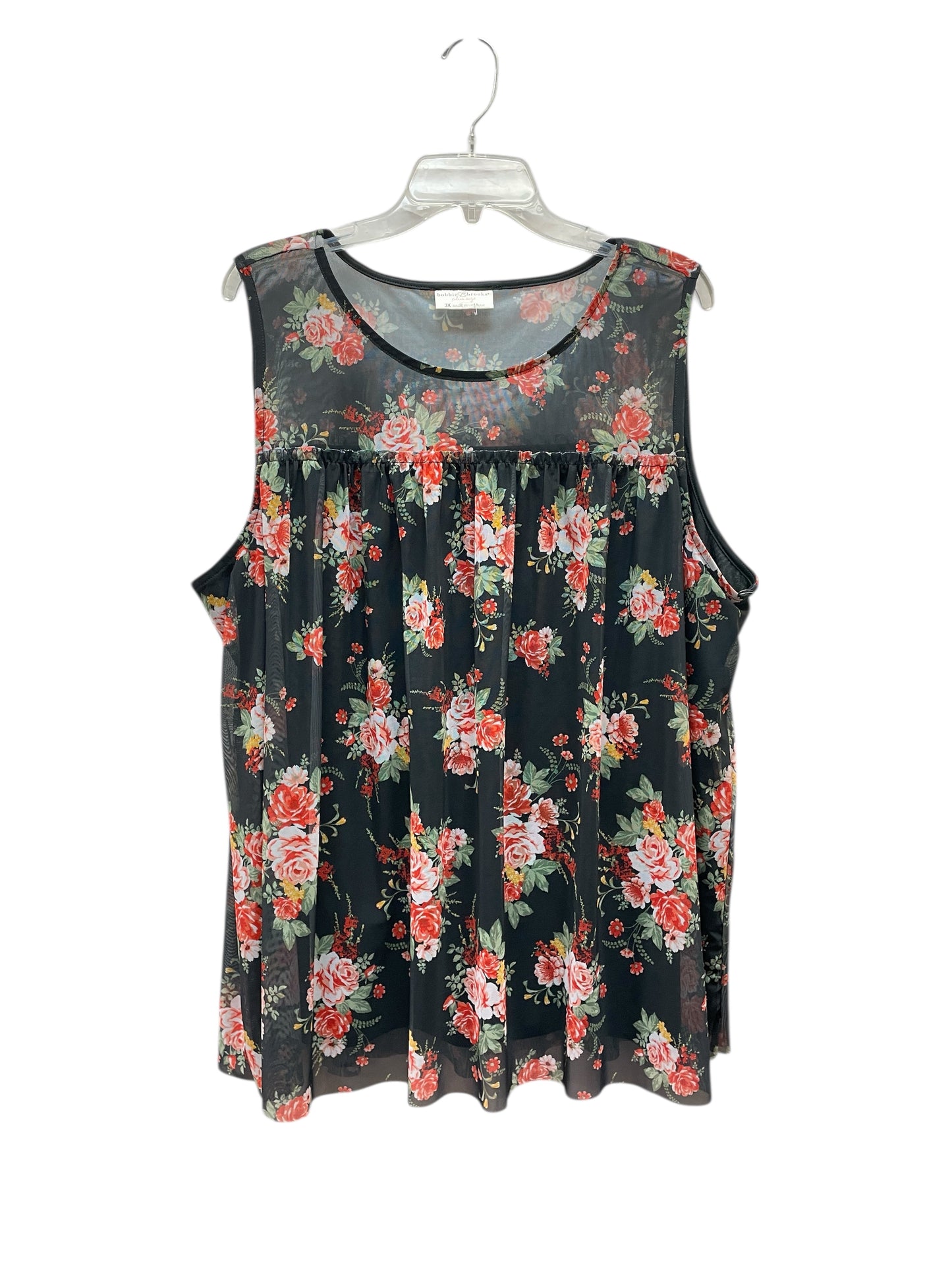Blouse Sleeveless By Bobbie Brooks In Floral Print, Size:3X