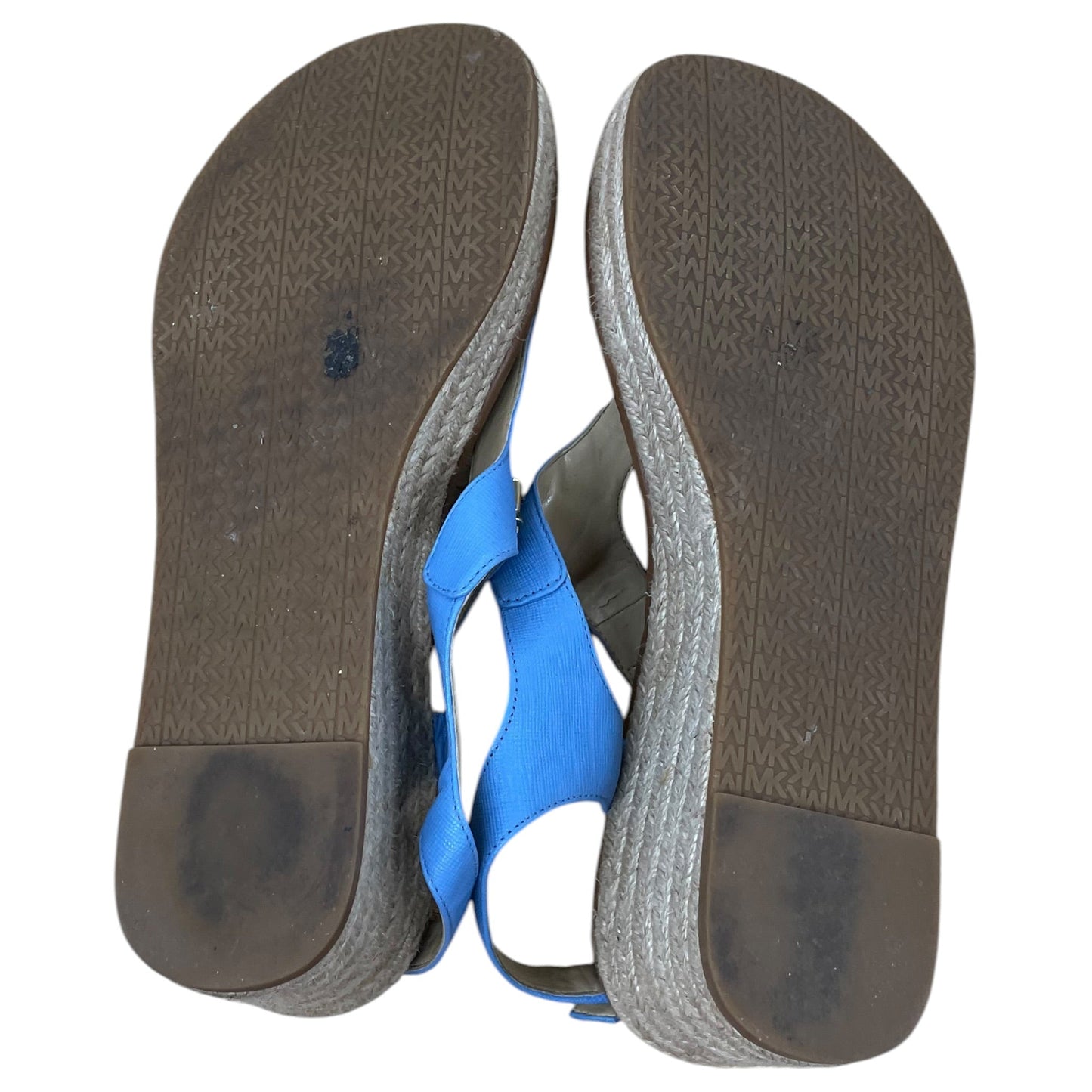 Sandals Designer By Michael Kors In Blue & Gold, Size:9
