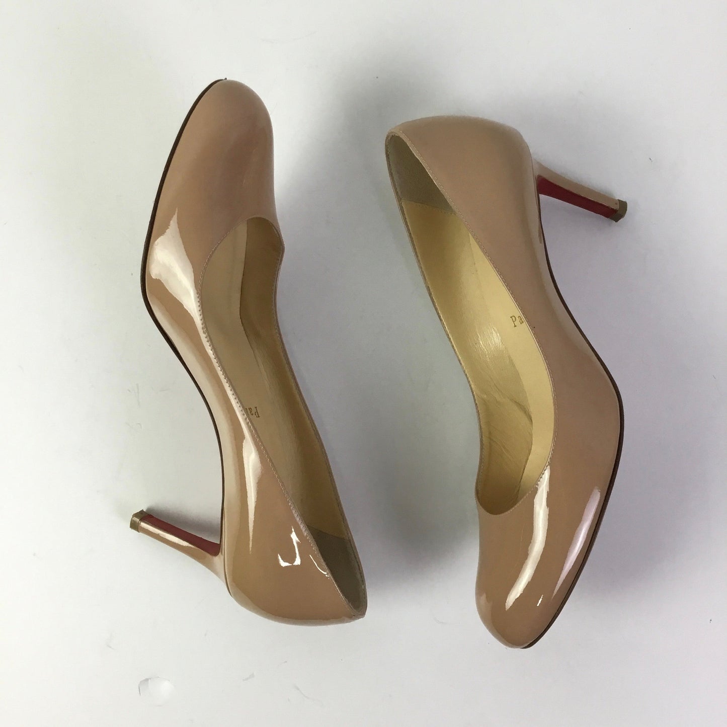 Shoes Luxury Designer By Christian Louboutin In Beige, Size: 8.5