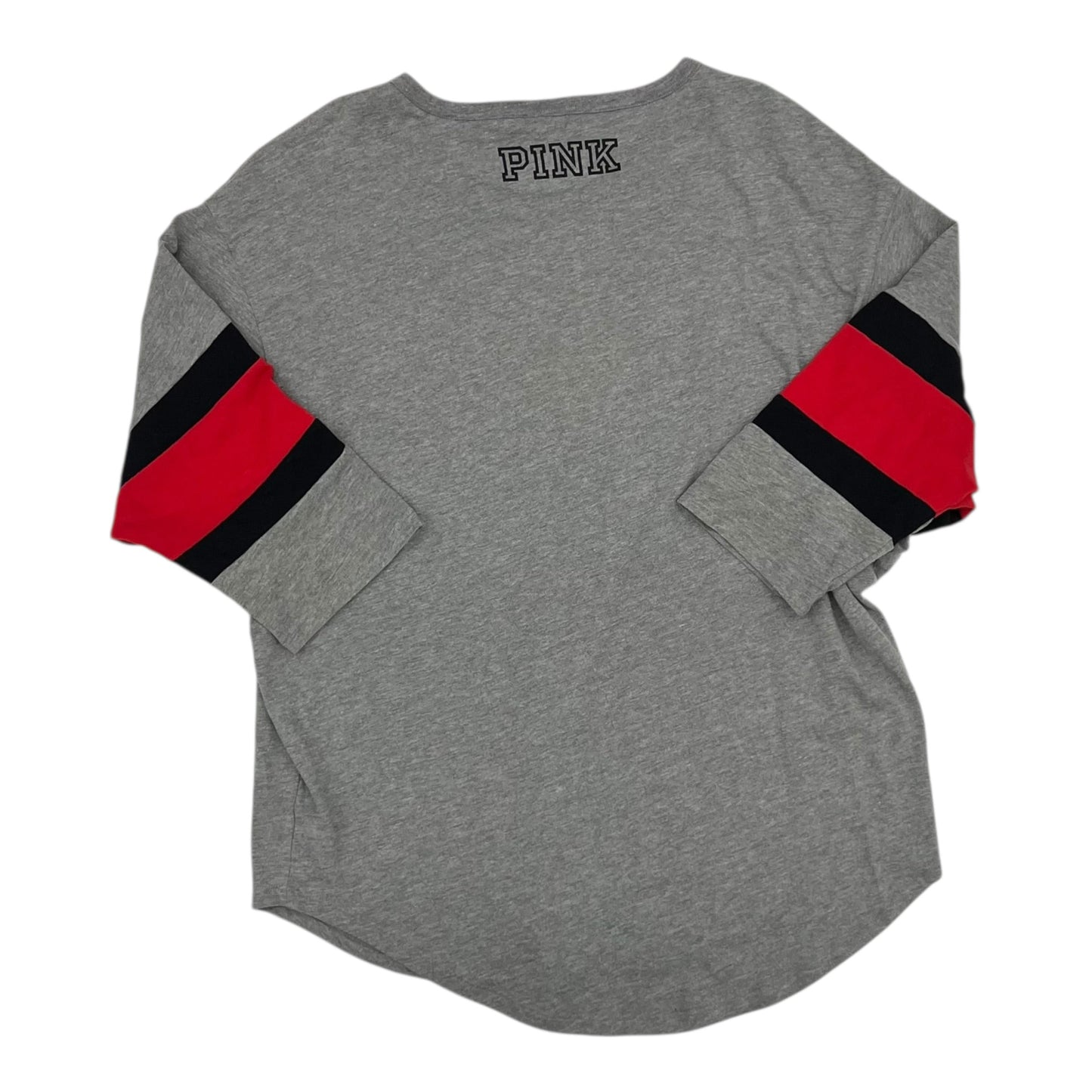 Athletic Top Ls Crewneck By Pink In Grey & Red, Size:L