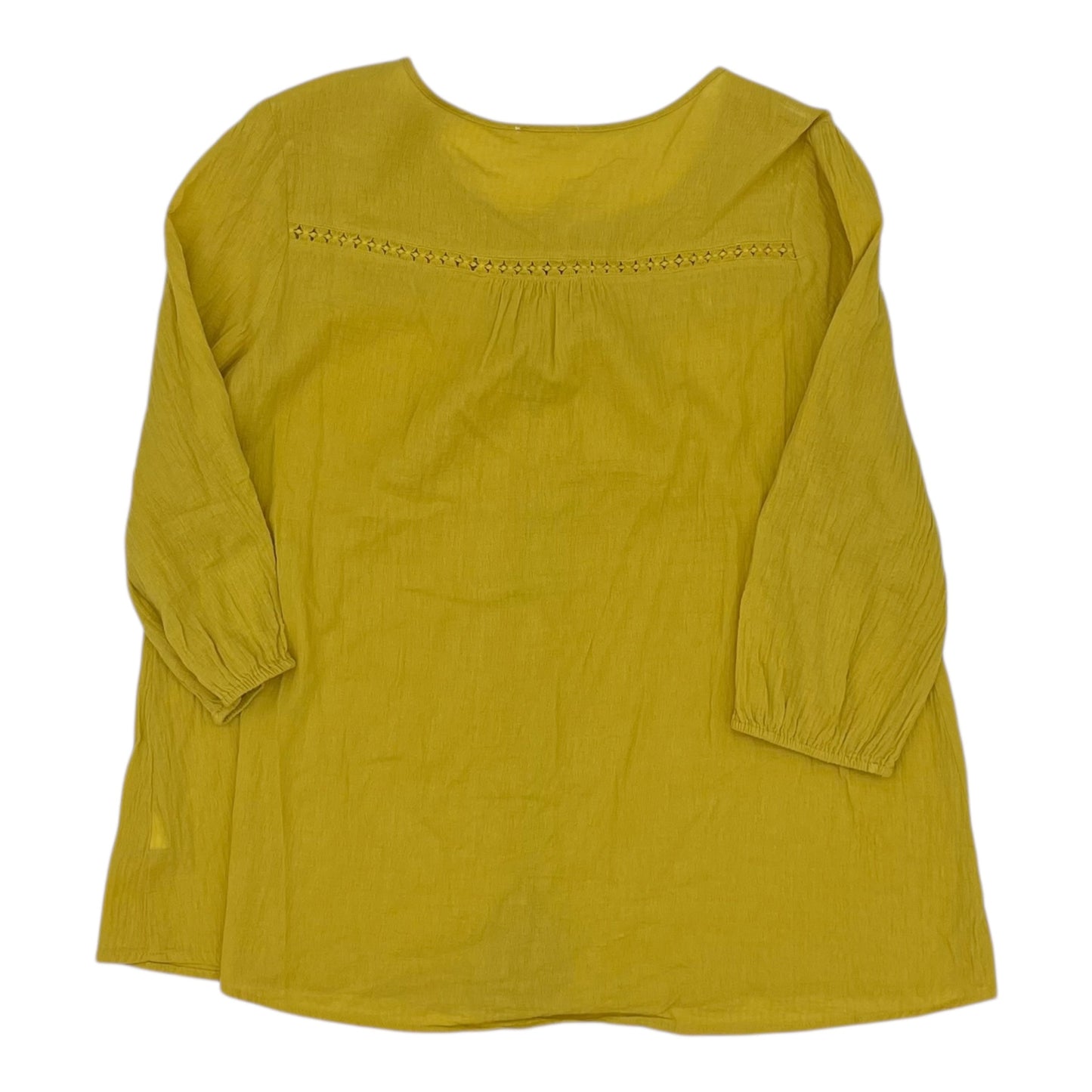 Top 3/4 Sleeve By Easel In Yellow, Size:L
